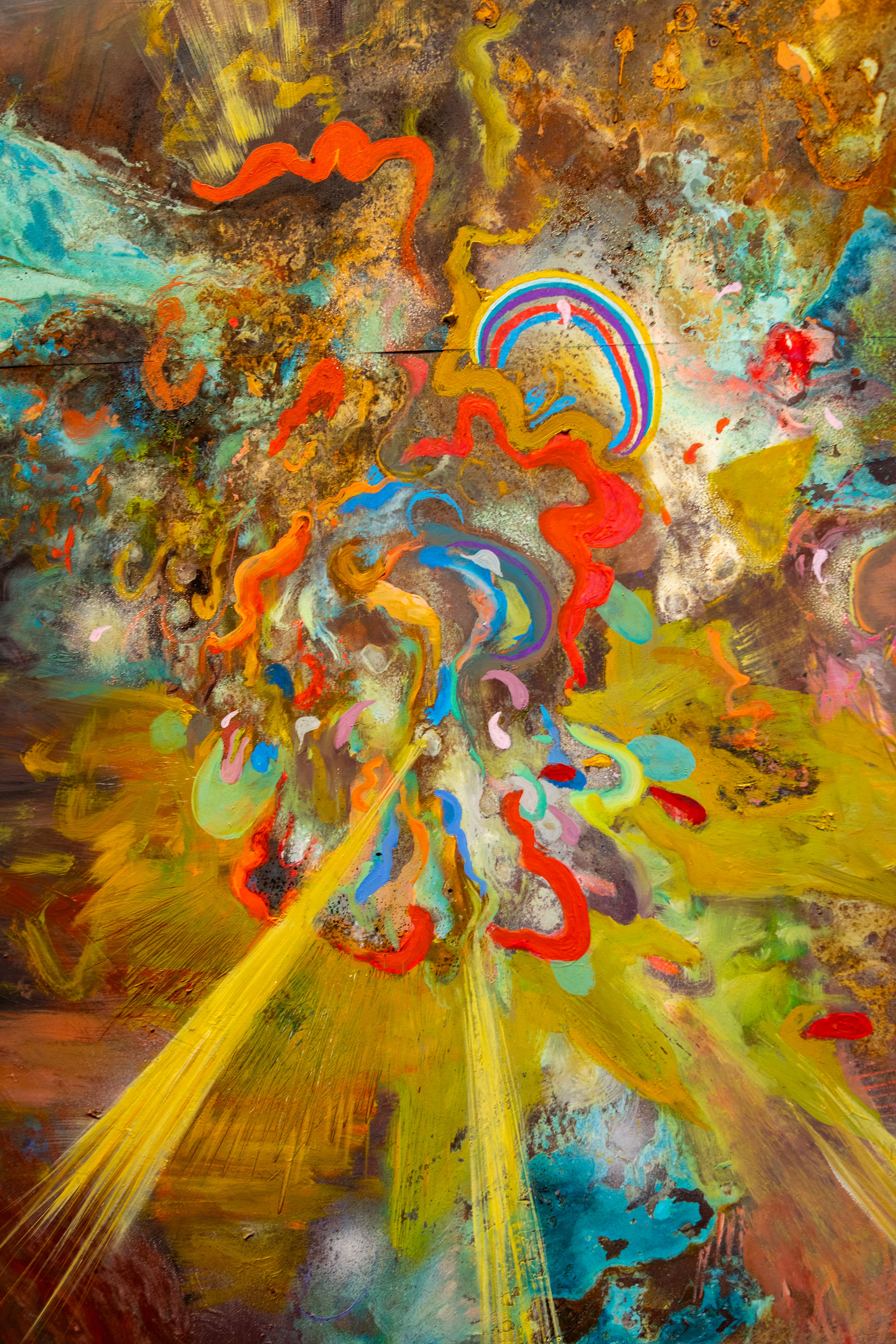 "Eremocene I (spark)" is included in Pam Longobardi’s exhibit "INSTAR" at Sandler Hudson Gallery. The 2019 work — oil and acrylic patinas on copper over wood — is 60 inches by 40 inches. (Courtesy of Isadora Pennington)