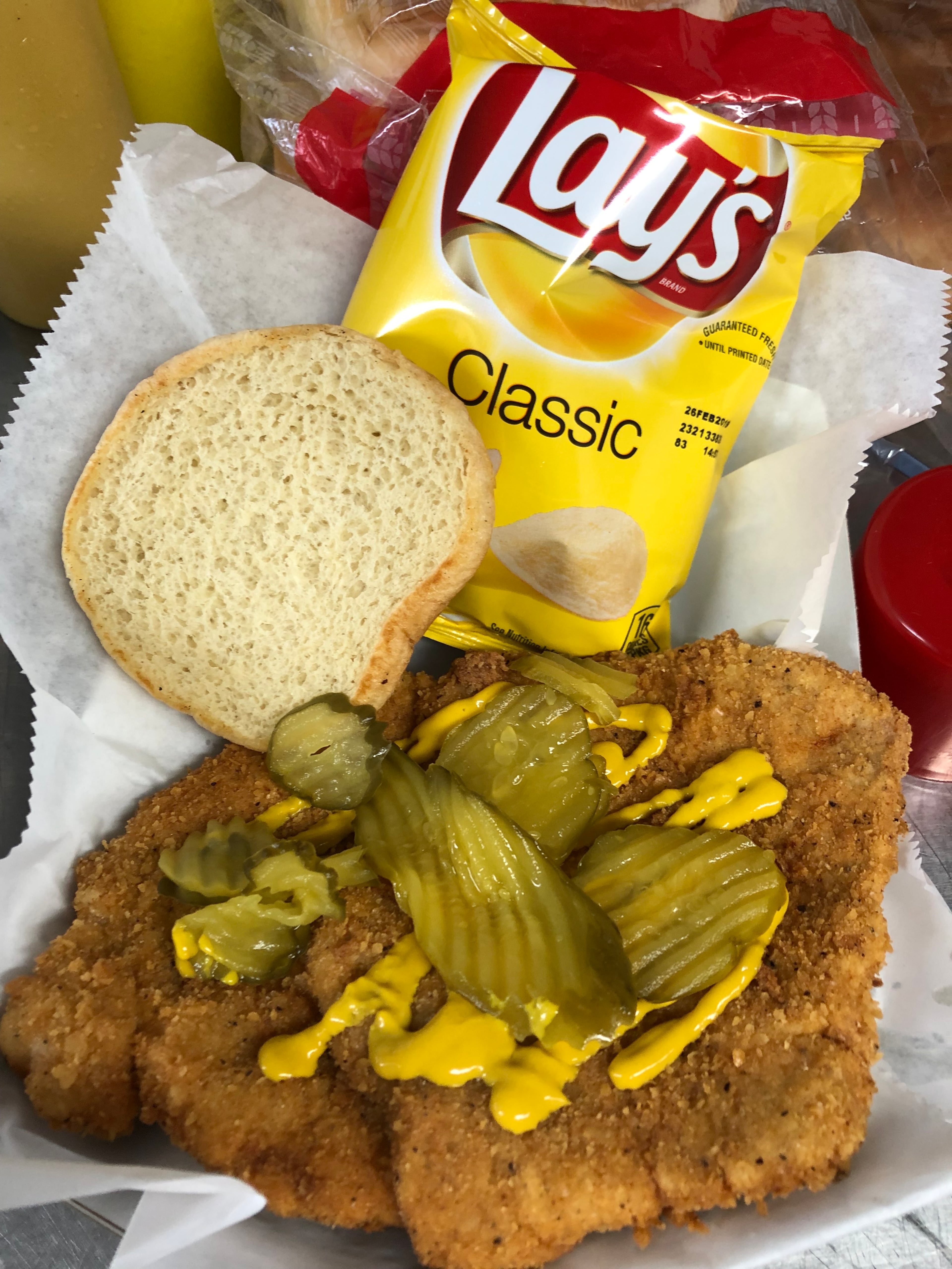 The Breaded Pig’s Indiana breaded pork tenderloin sandwich. (Courtesy of Bradley Payne)