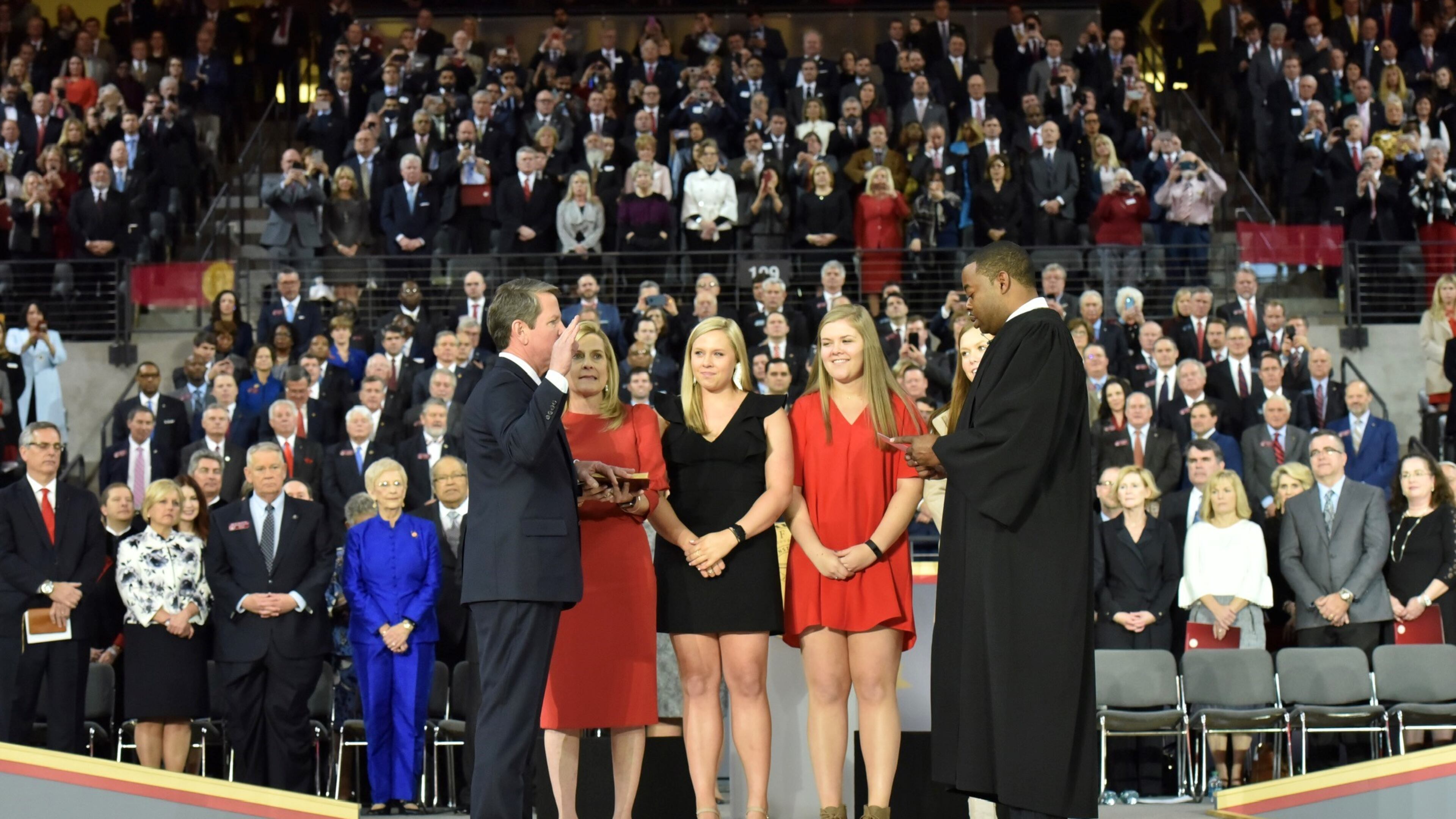 Gov. Brian Kemp is sworn into office. AJC/Hyosub Shin.