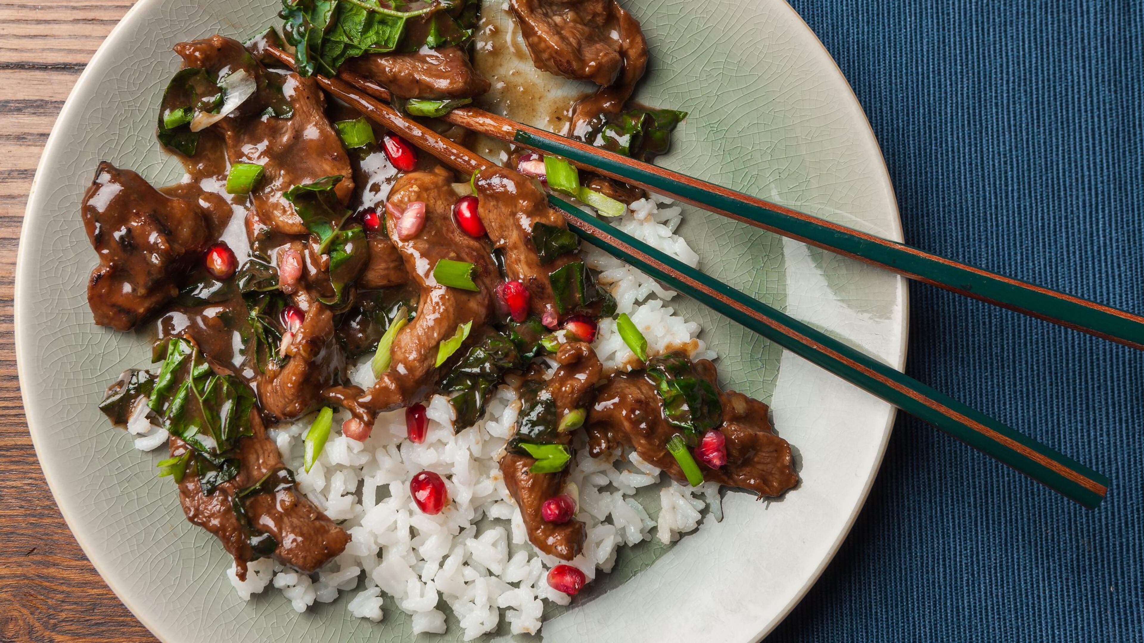 Curious about cooking with duck? Try this hoisin stir-fried duck with pomegranate. Contributed by Goran Kosanovic