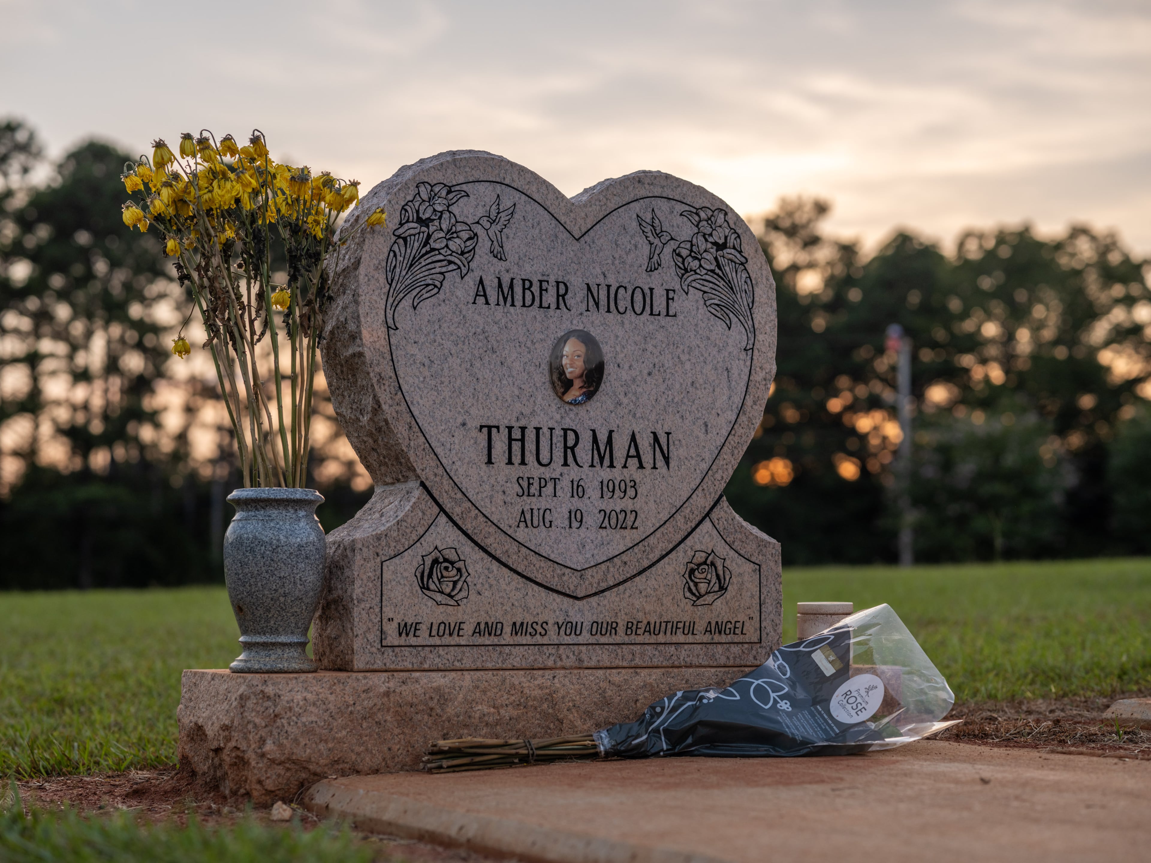 The grave of Amber Nicole Thurman in Rose Garden Cemetery in McDonough.