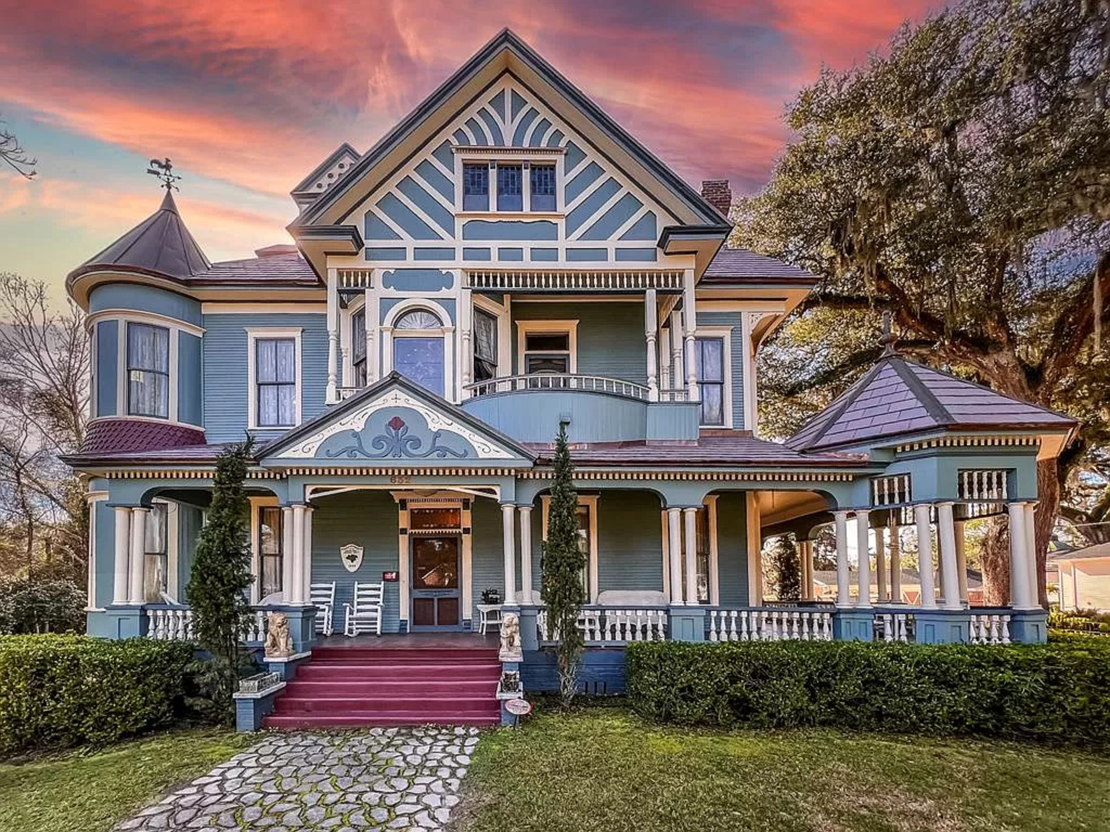 This stunning Queen Anne styled home is on the list of buildings designed by late-19th- and early-20th-century catalog architect, George Franklin Barber.