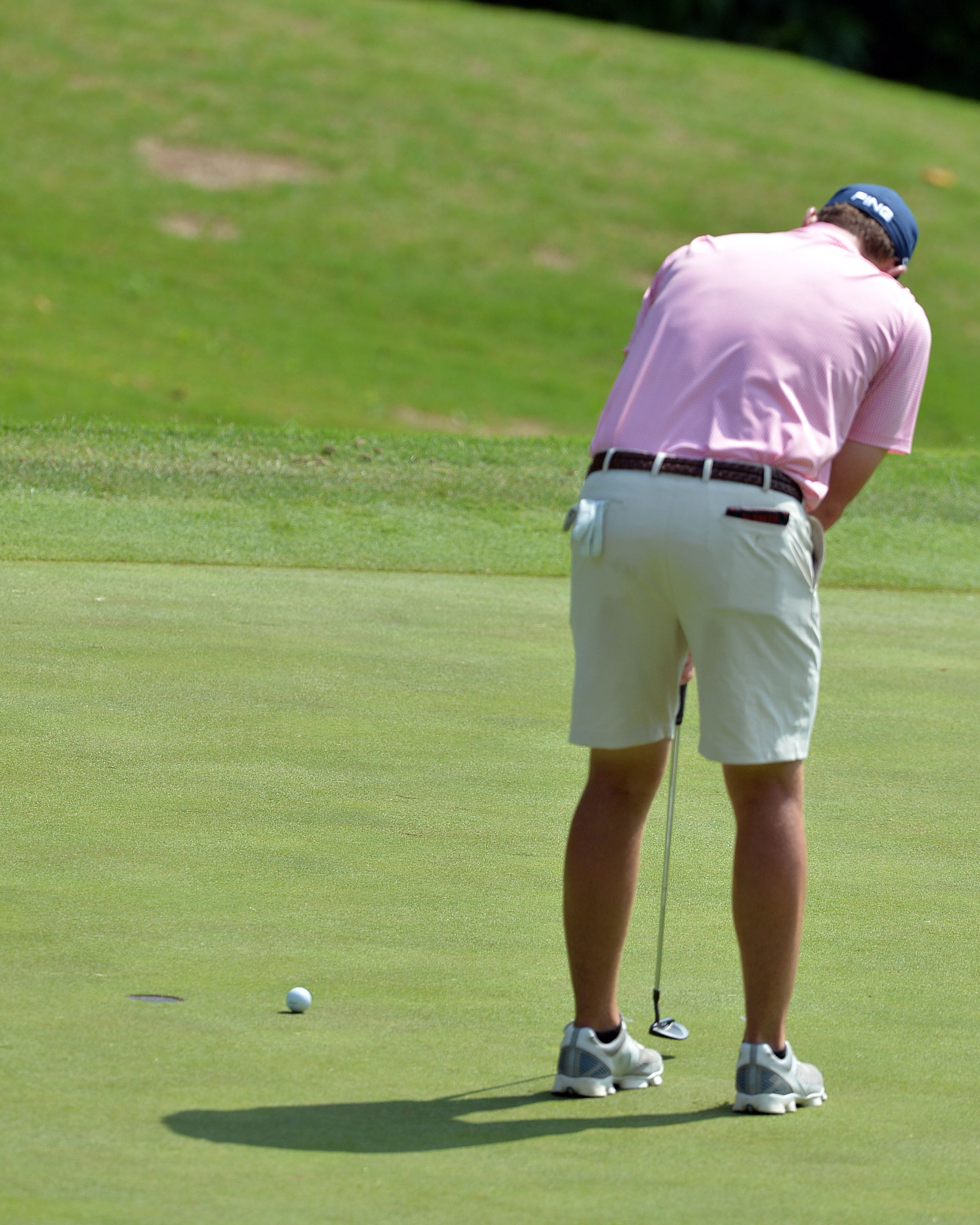 JUNE 8, 2015 BALL GROUND Matthew Nesmith, of North Augusta, SC, hits his putt on the #10 green. Those who qualify advance to next week's U.S. Open at Chambers Bay, University Place, Washington. KENT D. JOHNSON /KDJOHNSON@AJC.COM