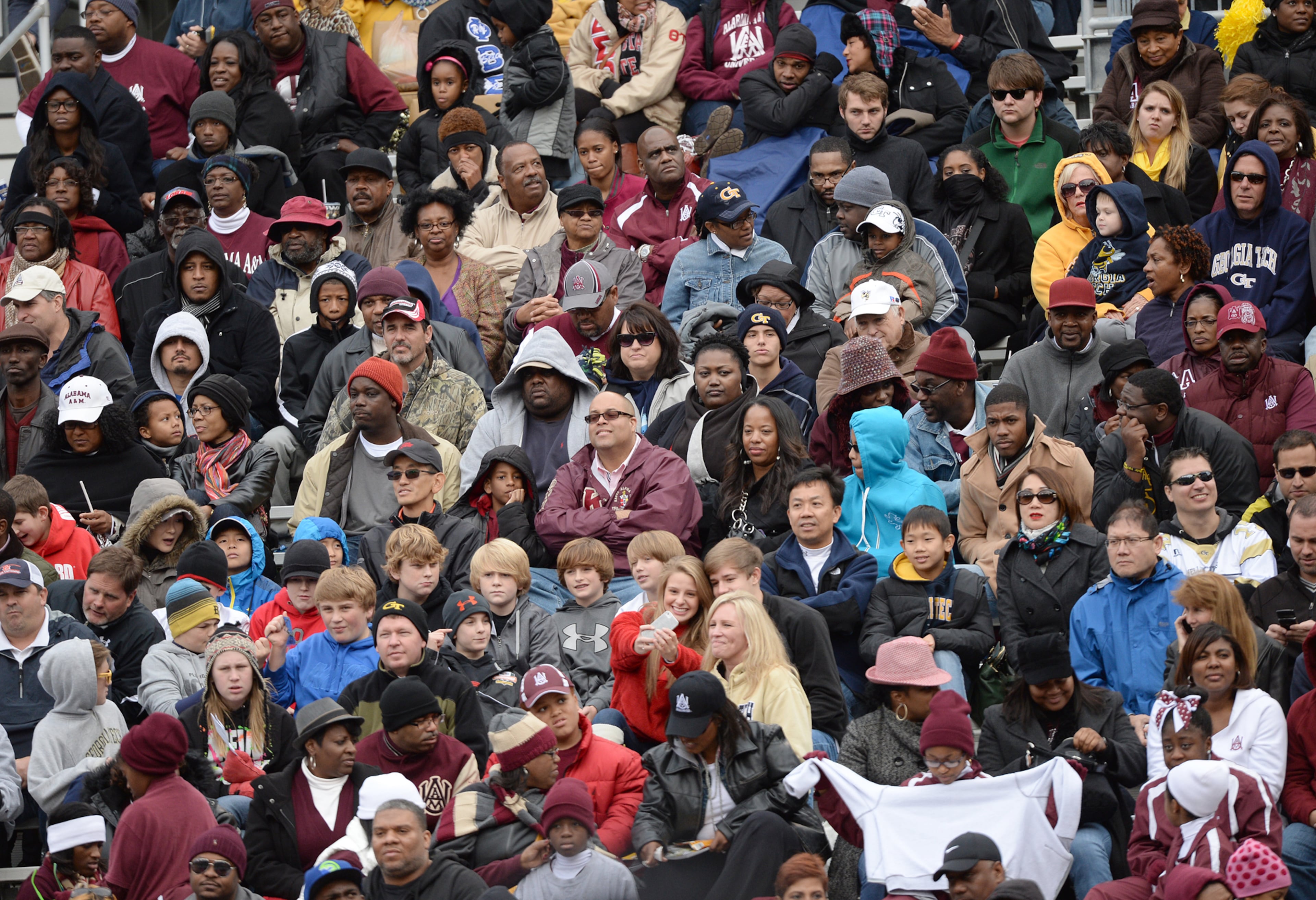 A large number of Alabama A&M fans sit during the Georgia Tech vs. Alabama A&M football game in Bobby Dodd Stadium. Georgia Tech won the game 66 to 7.