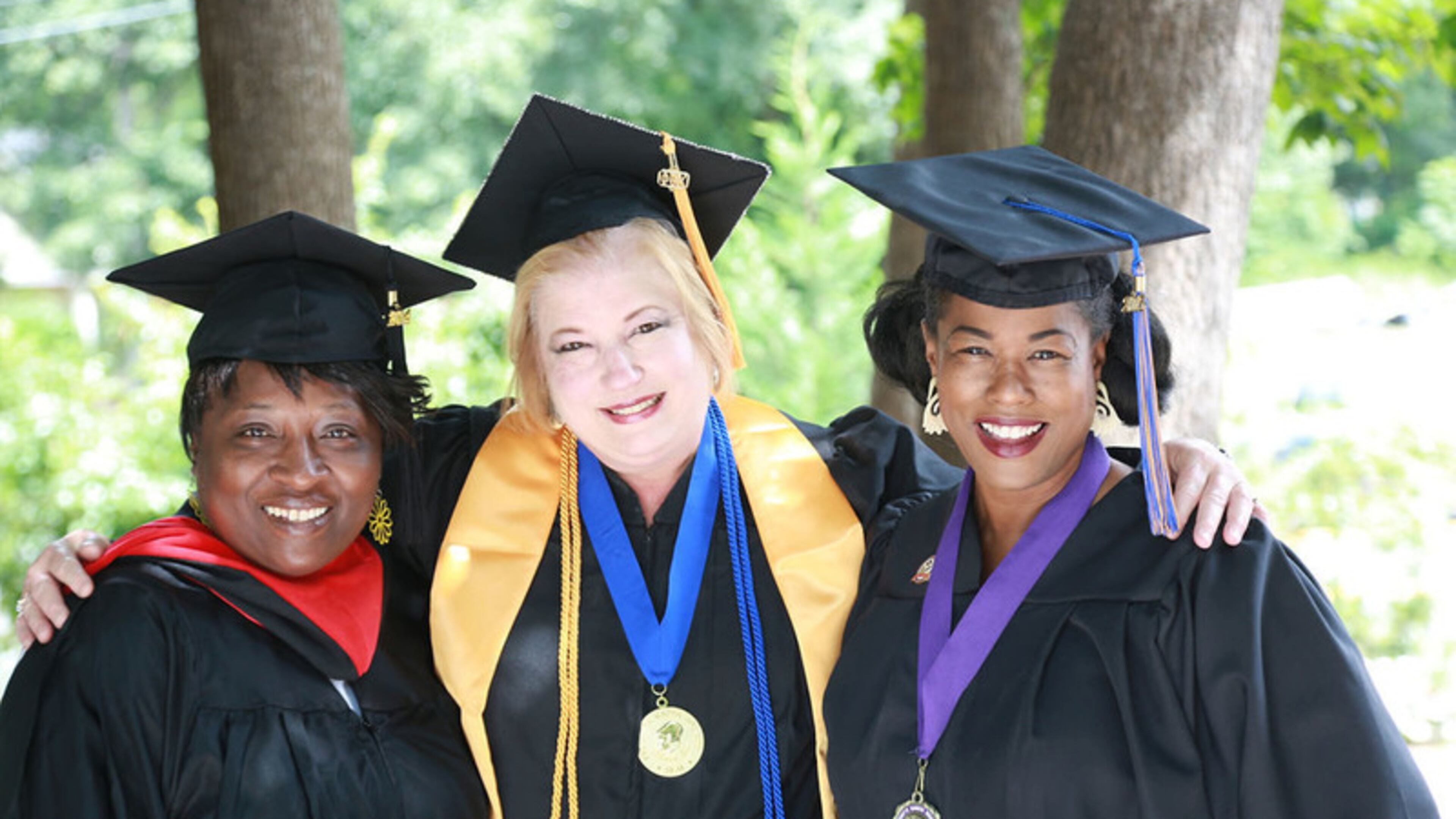 For more than 40 years, the Jeannette Rankin Foundation -- named for the first woman elected to Congress -- has helped 1,700 women over age 35 attend college. Pictured, from left, are scholar alum and grant program director LaTrena Artist, scholar alum Pam Jones and scholar alum and member of the foundation's board of directors Jacqueline Smalley. HOLLAND REID PHOTOGRAPHY