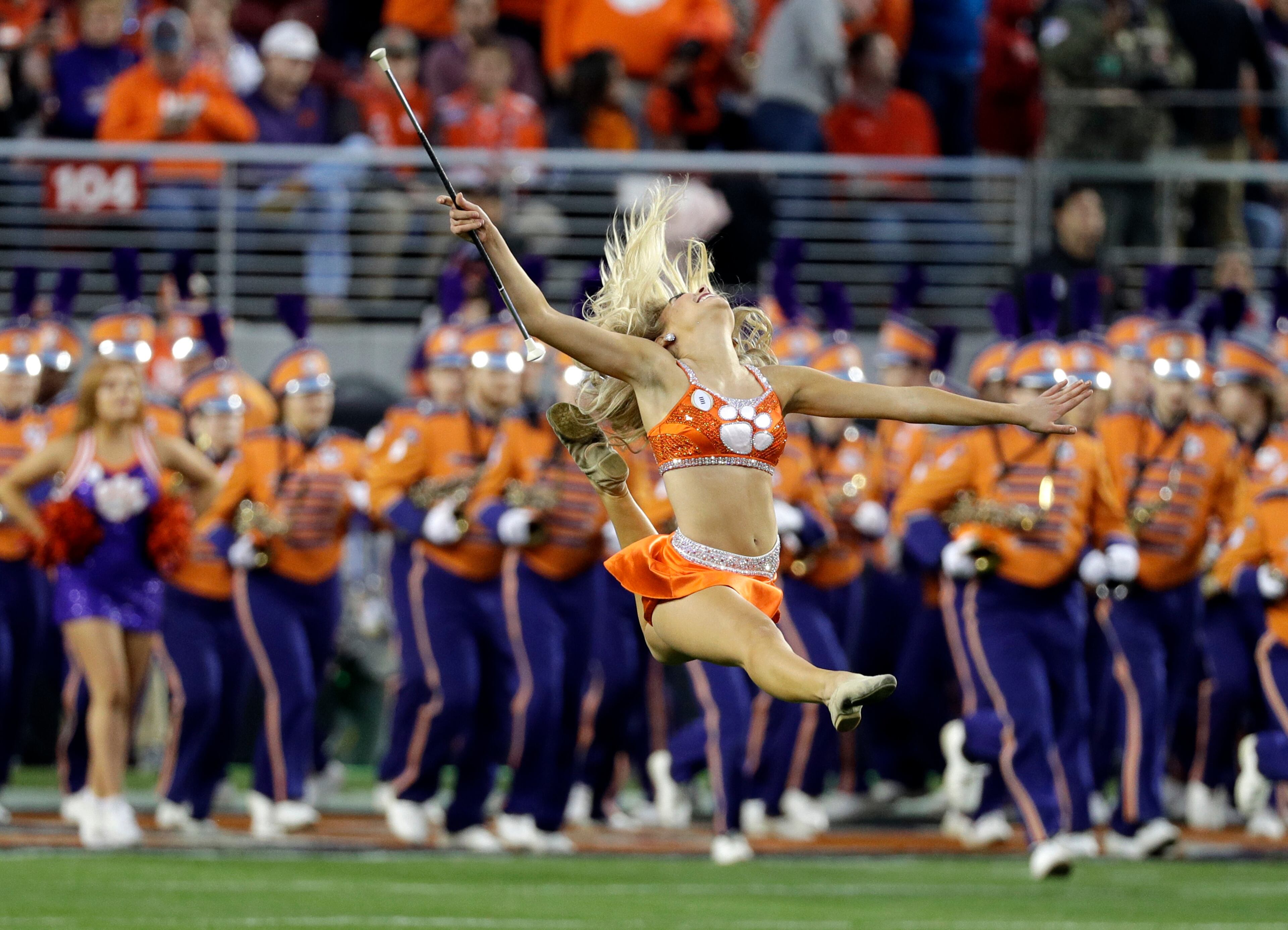 The Clemson band performs before the NCAA college football playoff championship game against Alabama, Monday, Jan. 7, 2019, in Santa Clara, Calif.