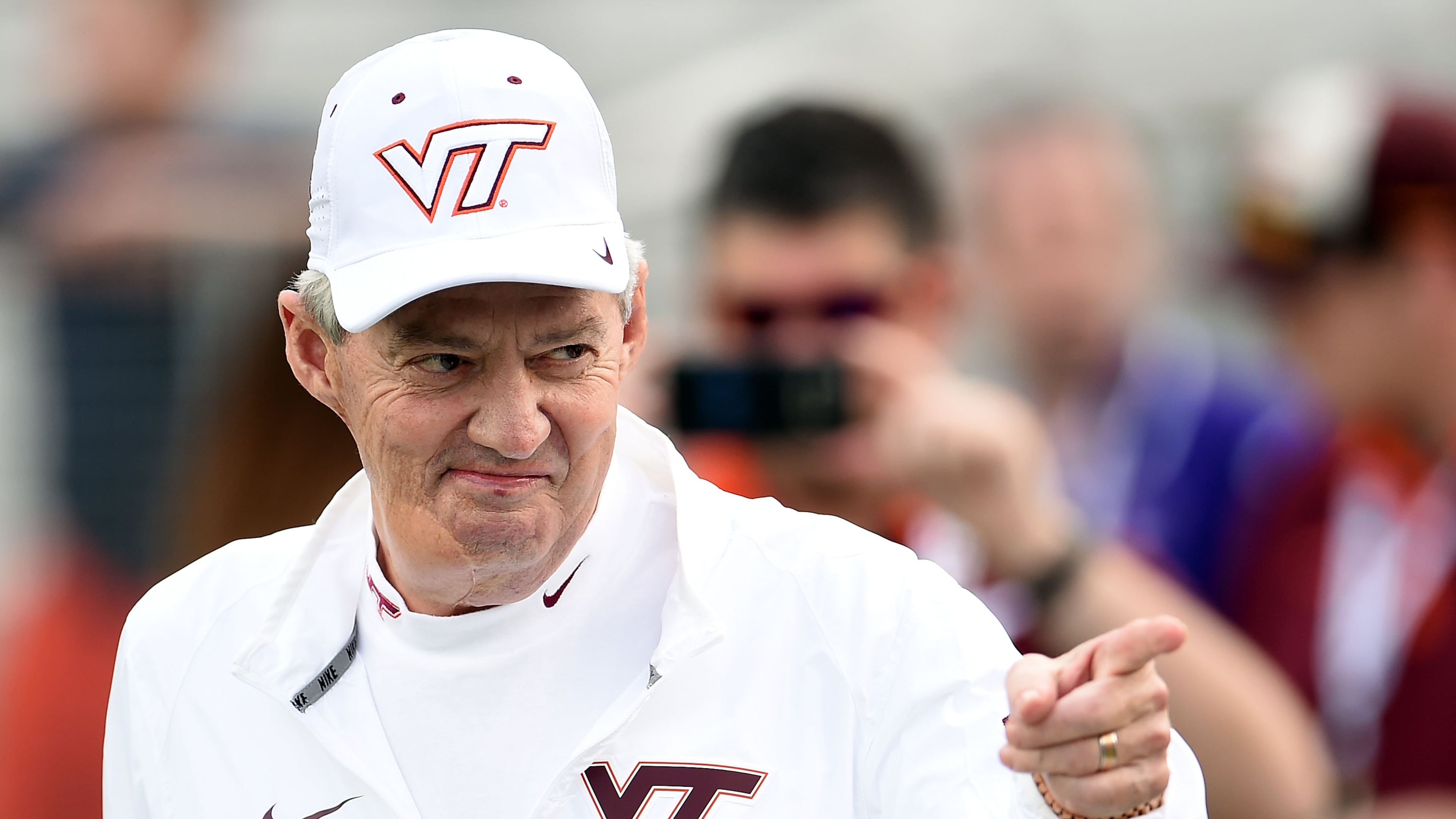 Former Virginia Tech head coach Frank Beamer was inducted into the Chick-fil-A Peach Bowl Hall of Fame. (Photo by Stacy Revere/Getty Images)