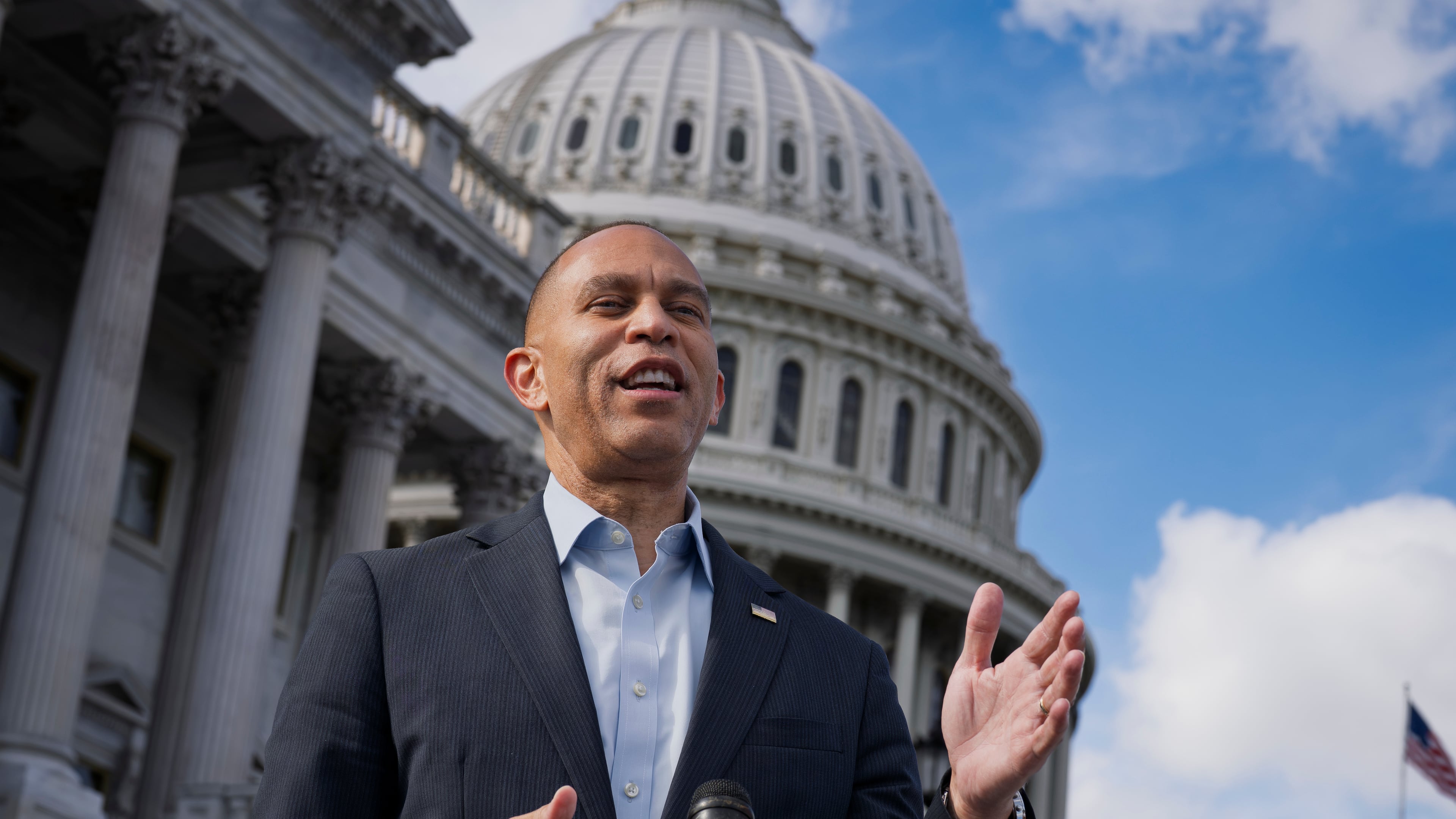 House Democratic Leader Hakeem Jeffries of New York speaks during a news conference at the Capitol in Washington, Wednesday, Sept. 30, 2026. (AP Photo/J. Scott Applewhite)