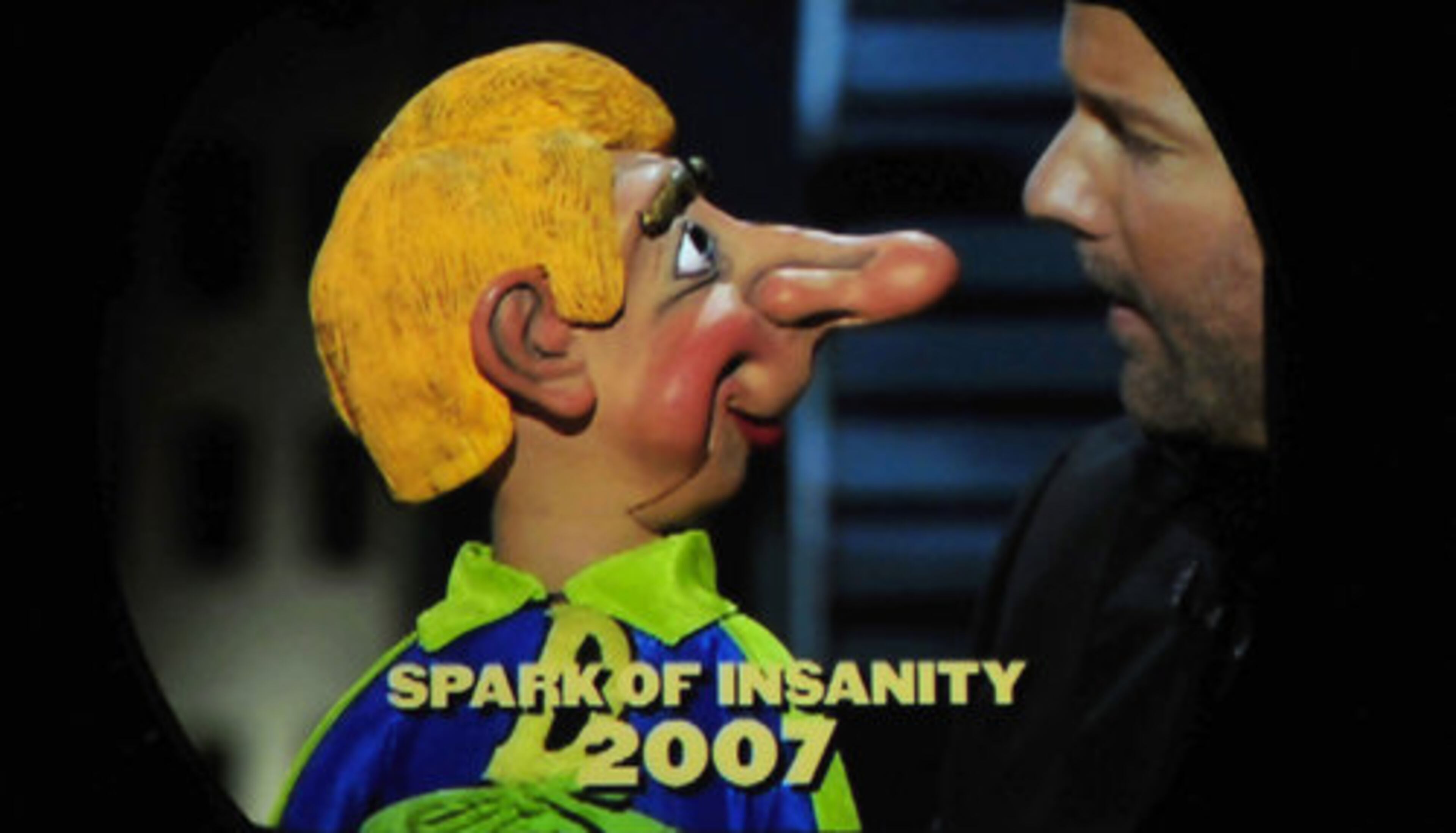 Jeff Dunham is shown with dummy "Melvin" during a slideshow career retrospective.