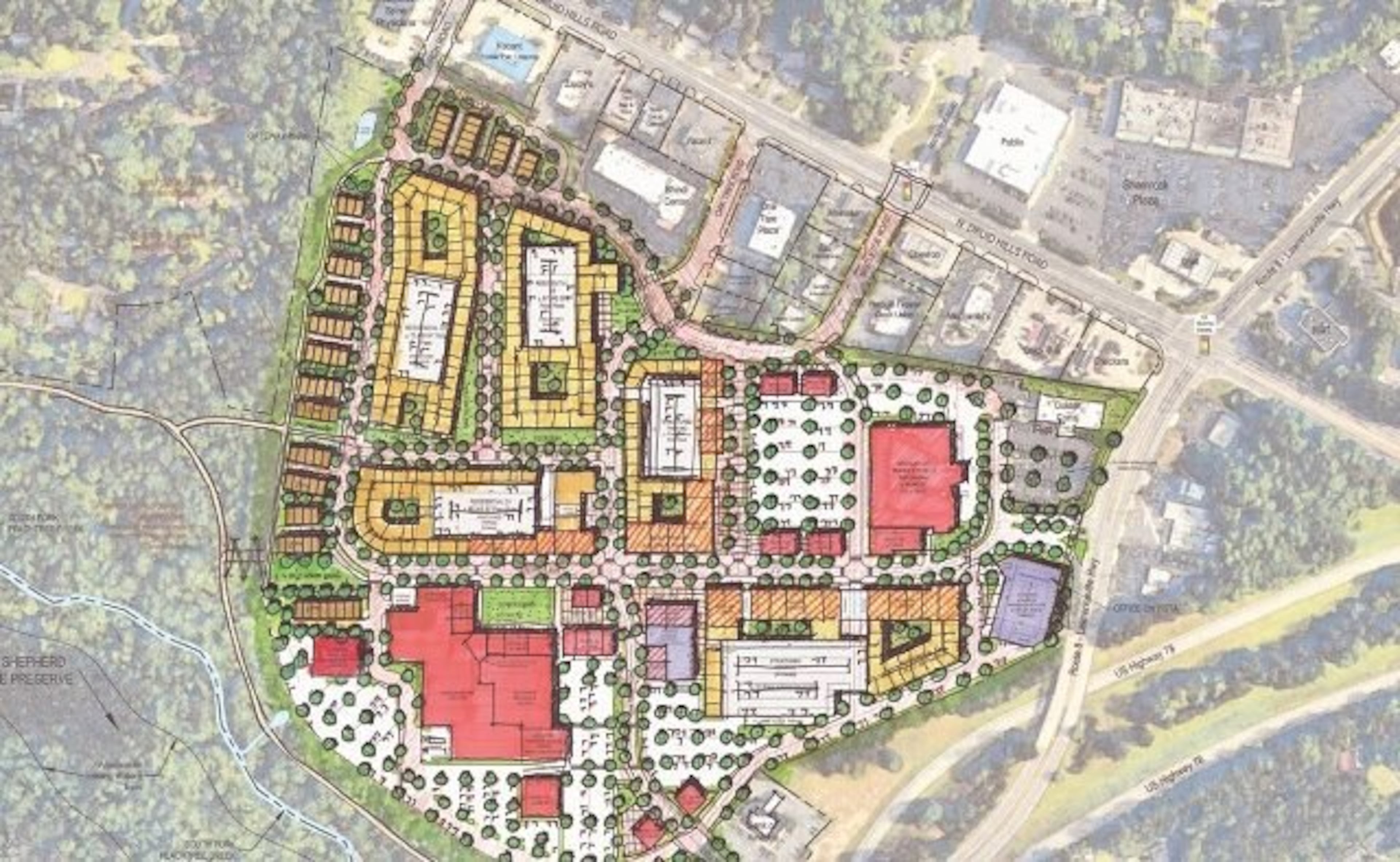 This is a preliminary site plan for North DeKalb Mall obtained through an open records request with DeKalb County.