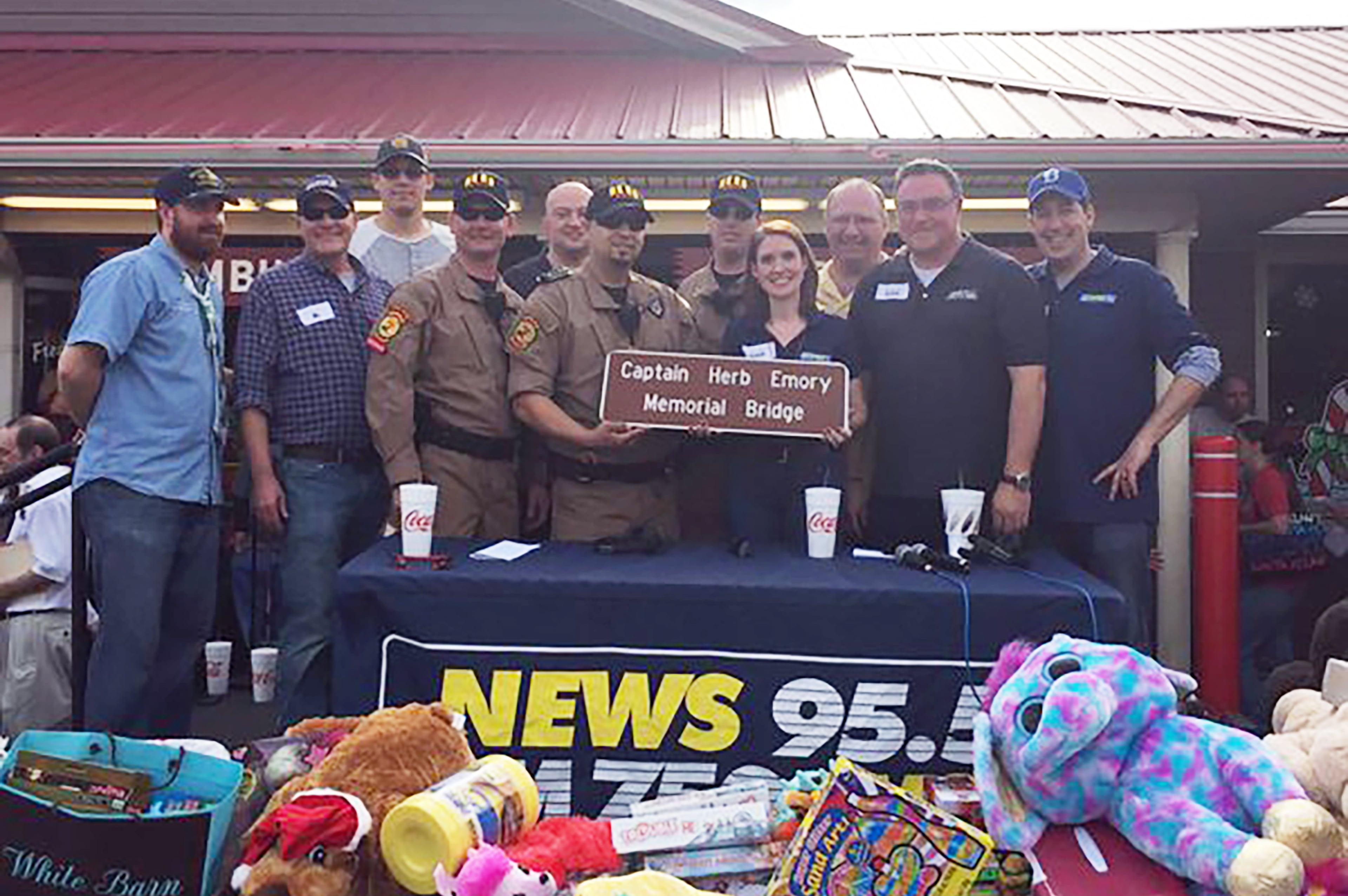 A bridge not far from Captain Herb Emory’s former home in Douglas County is dedicated to the late great traffic reporter. (Courtesy of Channel 2 Action News)