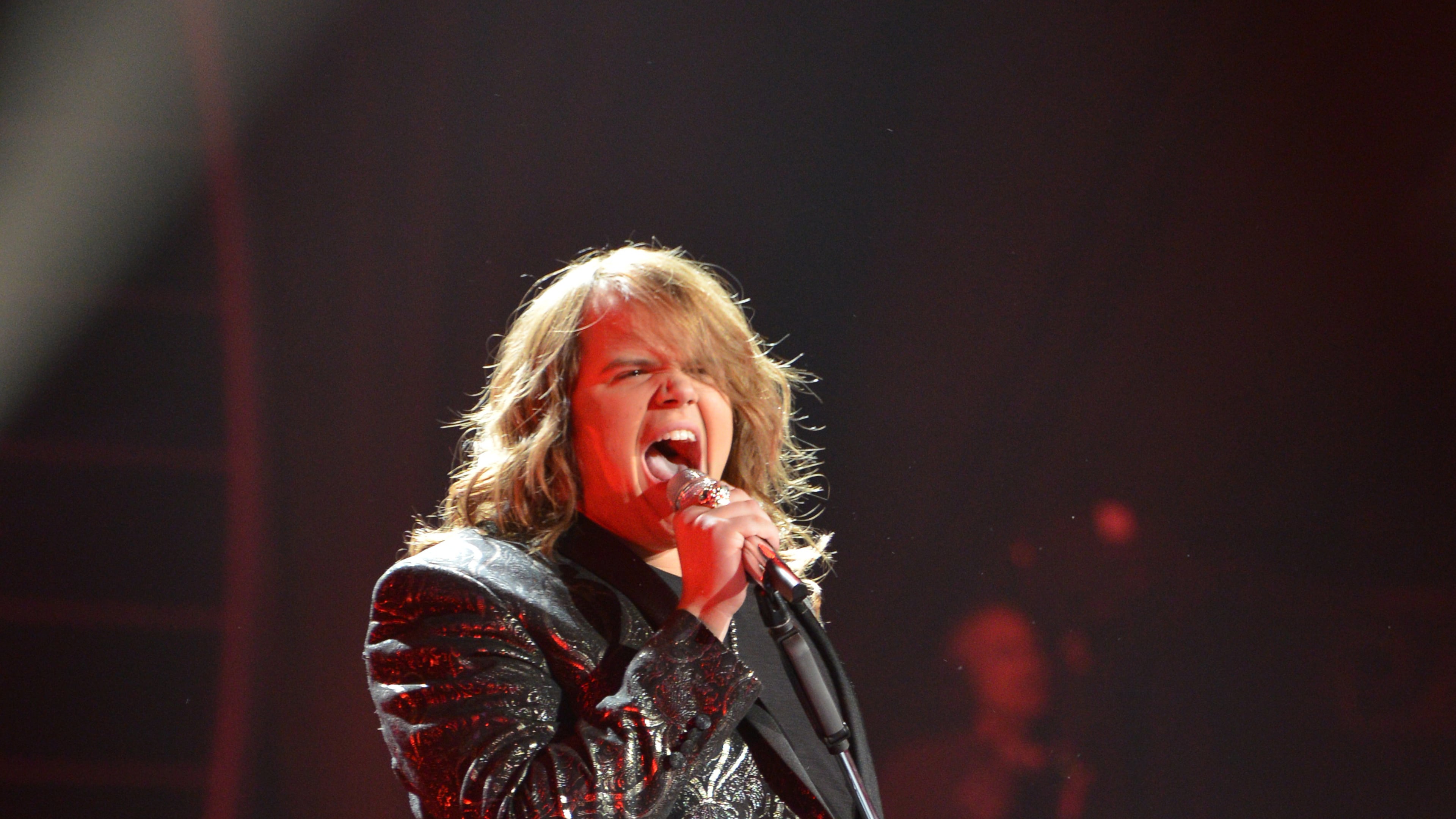 AMERICAN IDOL XIII: Caleb Johnson performs on AMERICAN IDOL XIII at the NOKIA THEATRE L.A. LIVE airing Tuesday, May 20 (8:00-9:00 PM ET / PT) on FOX. CR: Michael Becker / FOX. Copyright 2014 / FOX Broadcasting. The 13th "American Idol" winner: Caleb Johnson. CREDIT: Fox