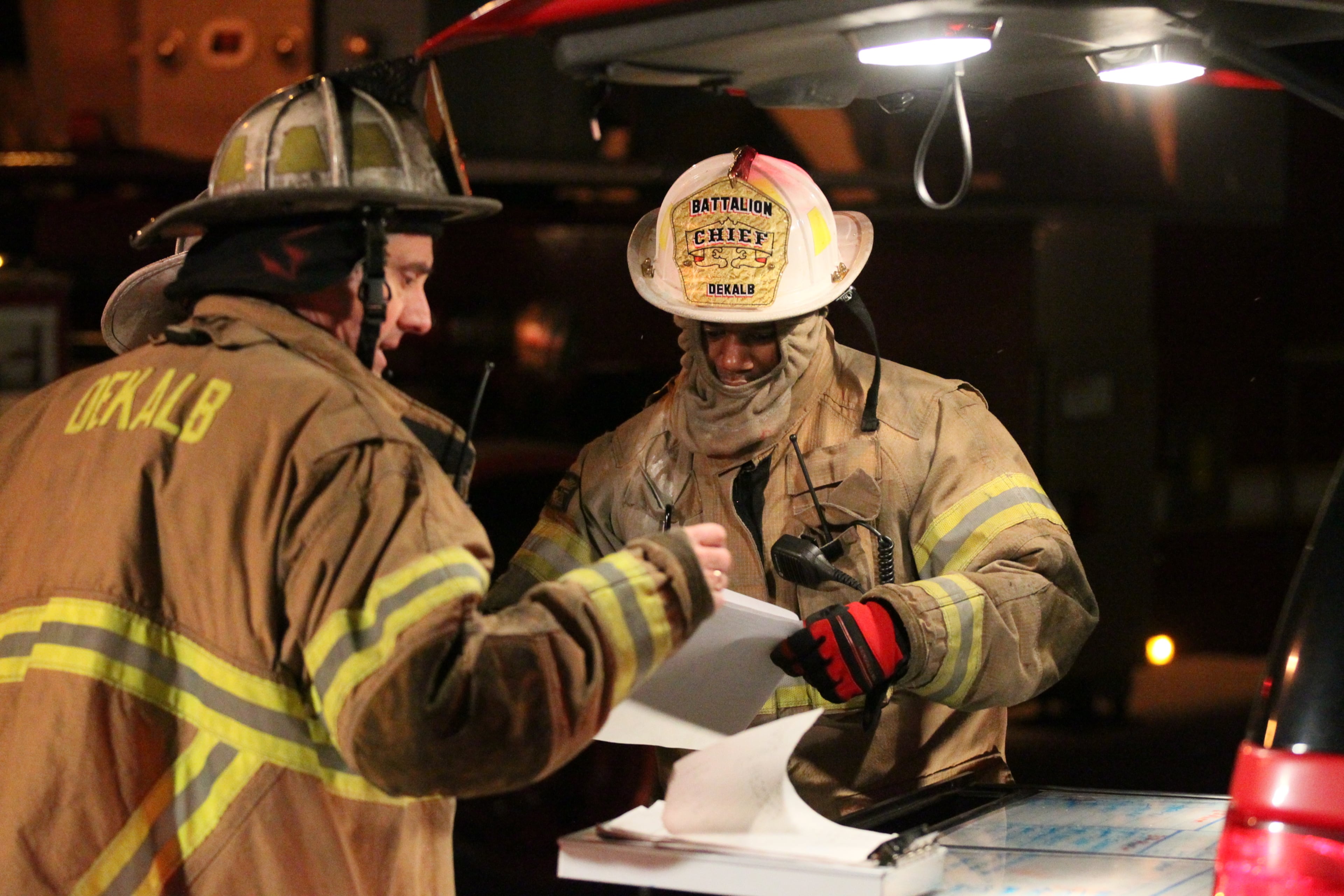 Firefighters on the scene after a two-alarm blaze broke out around 3 a.m. at the Meadowbrook Nursing Home in the 4600 block of Lawrenceville Highway near Tucker.