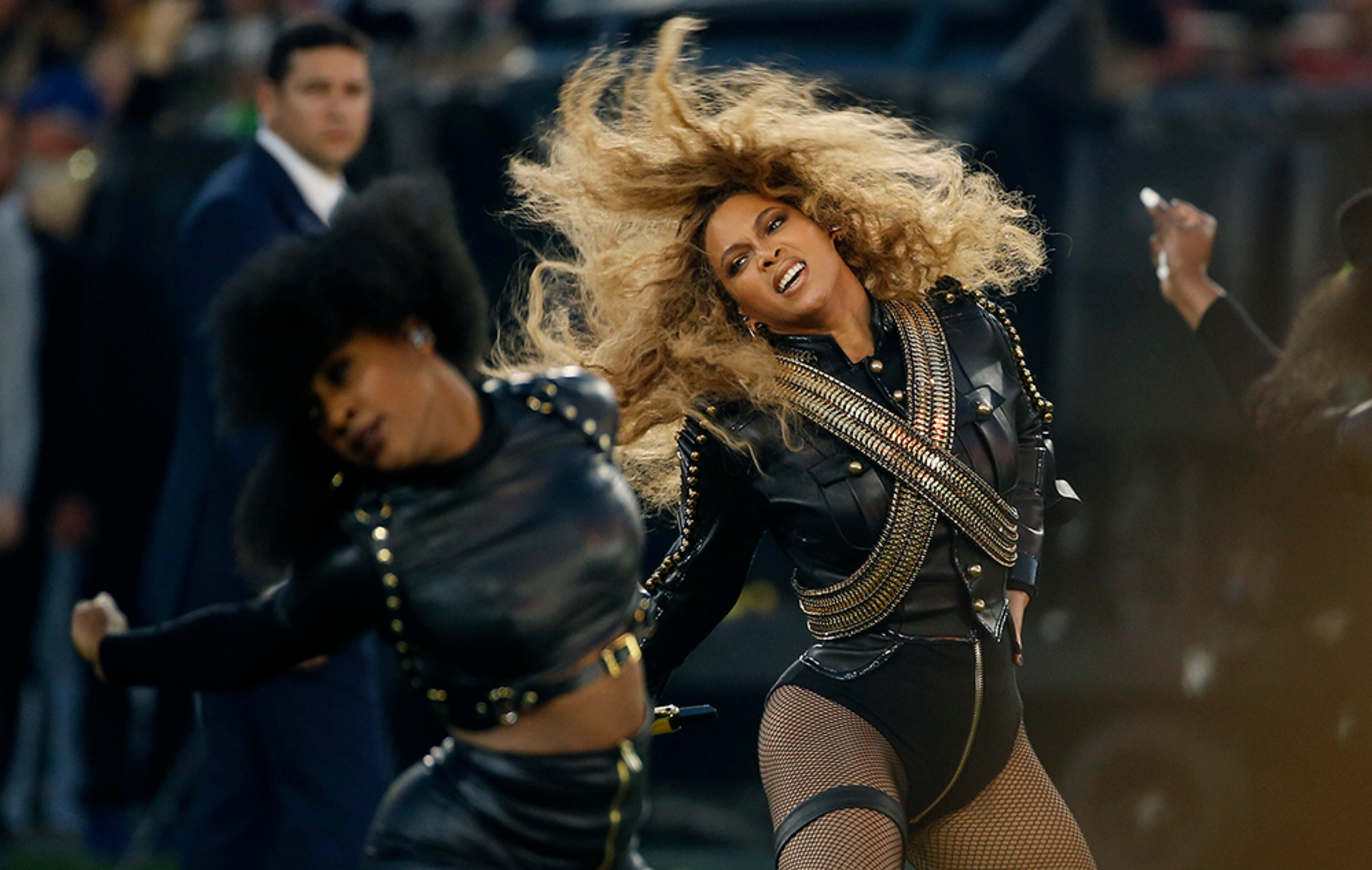 Beyonce performs during halftime of Super Bowl 50 Sunday, Feb. 7, 2016, in Santa Clara, Calif.