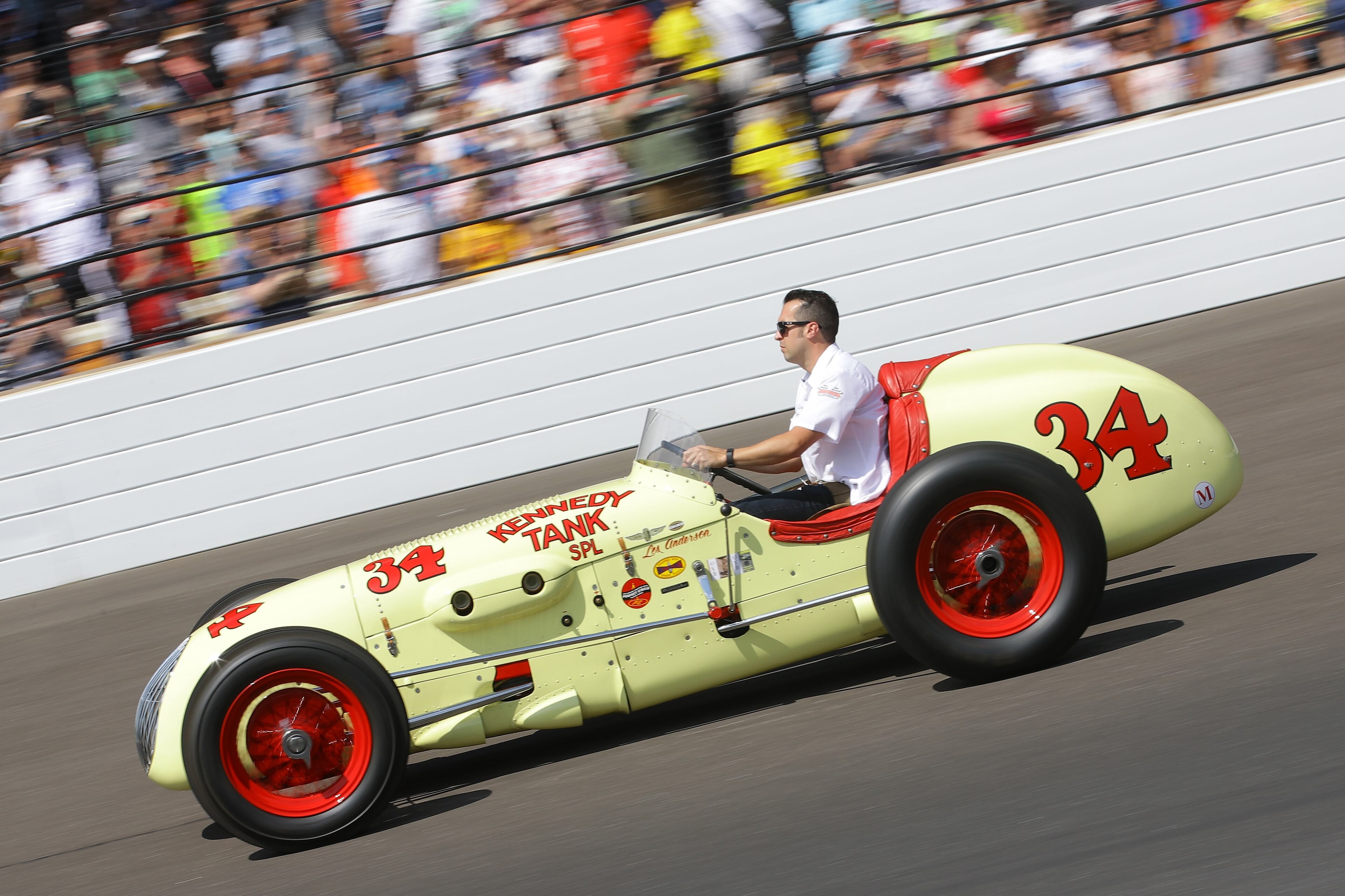 INDIANAPOLIS, IN - MAY 29: Sam Hornis Jr. drives a historic car prior to the 100th running of the Indianapolis 500 at Indianapolis Motorspeedway on May 29, 2016 in Indianapolis, Indiana. (Photo by Chris Graythen/Getty Images)