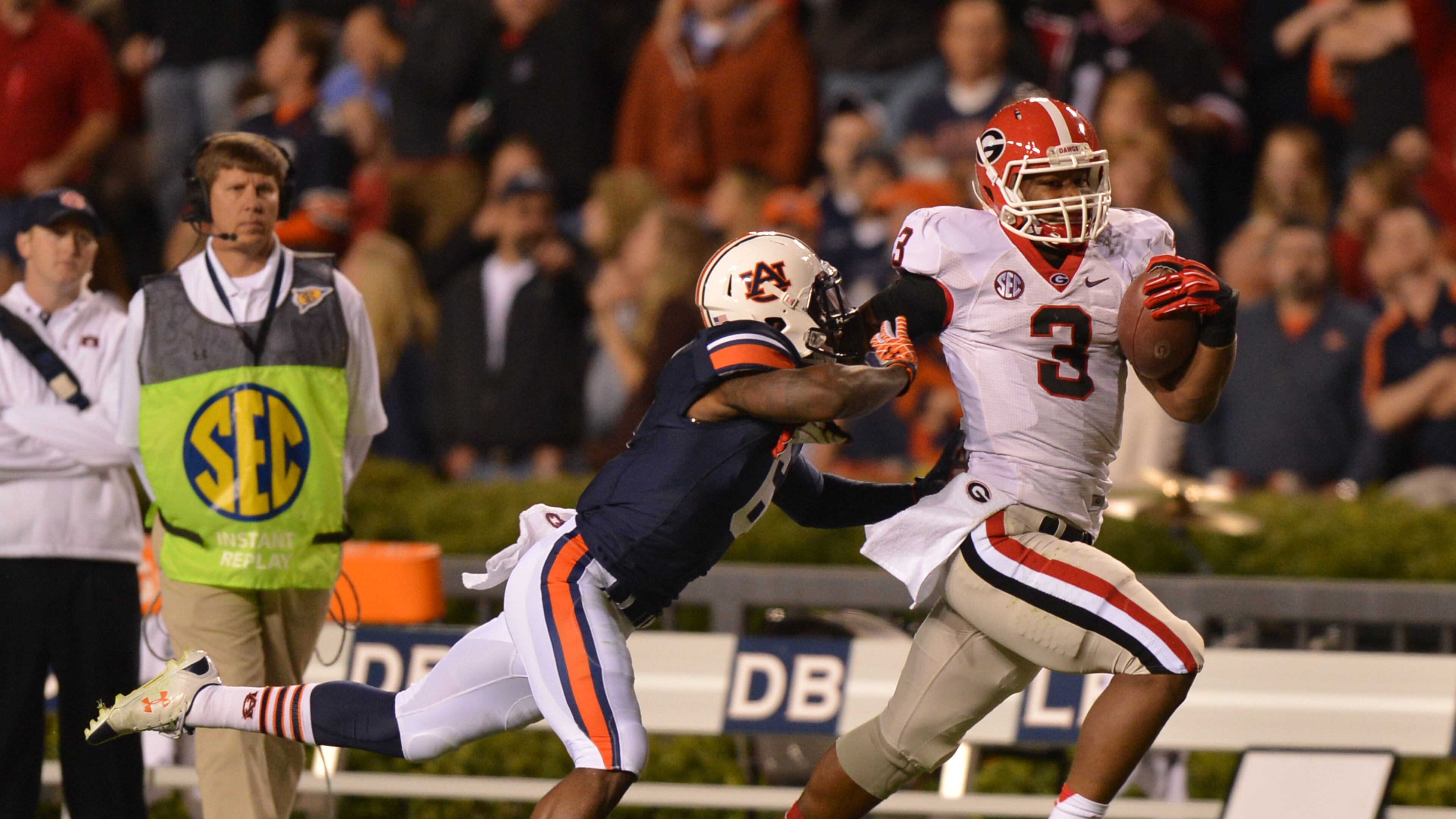 Georgia running back Todd Gurley tries to pull away from Auburn in 2012.