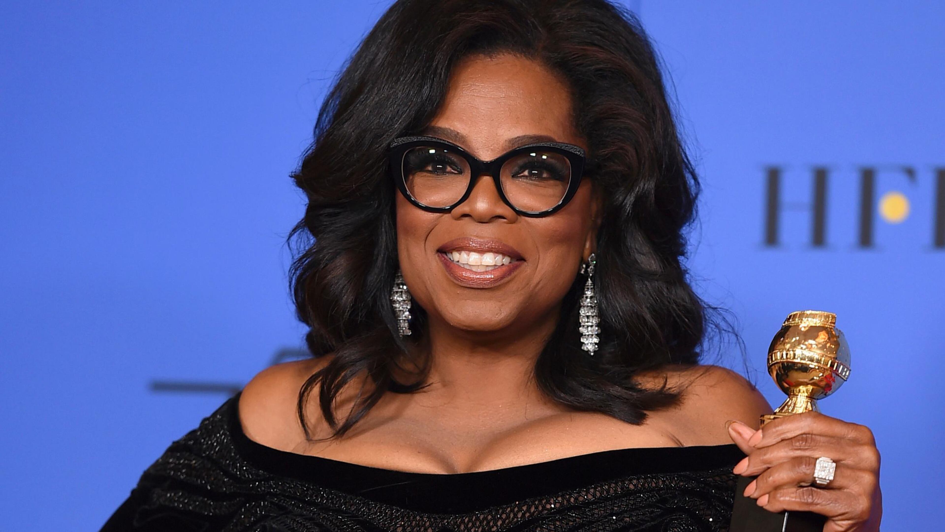 In this Jan. 7, 2018, file photo, Oprah Winfrey poses in the press room with the Cecil B. DeMille Award at the 75th annual Golden Globe Awards in Beverly Hills, Calif. Winfrey has visited the grave of a black Alabama woman whose rape by six white men in 1944 drew national attention and whose story was highlighted in Winfrey's recent Golden Globes speech. Winfrey said in an Instagram post that on assignment for "60 Minutes," she ended up in the town of Abbeville, Ala., where Recy Taylor suffered injustice, endured and recently died. (Photo by Jordan Strauss/Invision/AP, File)