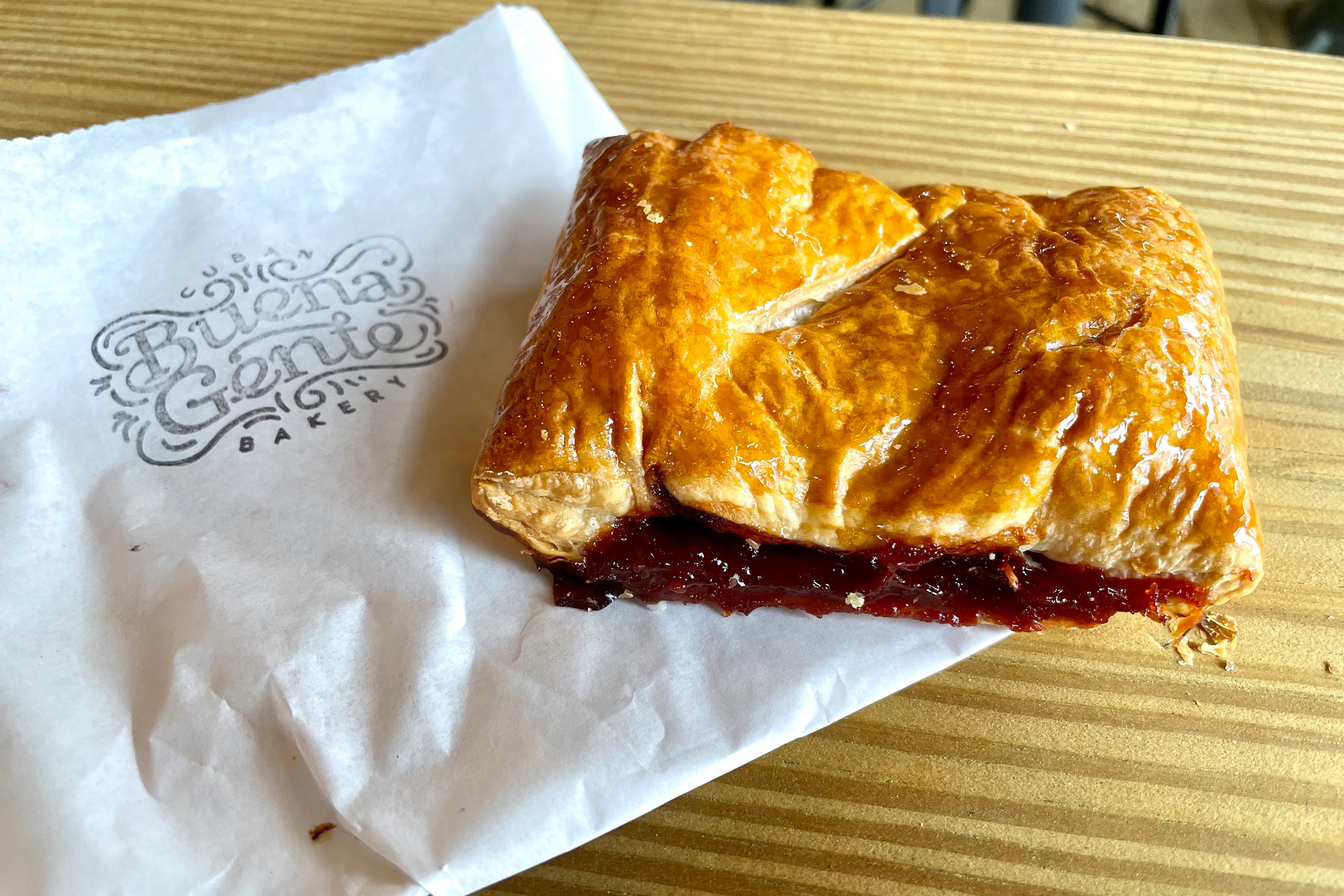 The guava pastelito at Buena Gente Cuban Bakery is sure to leave a trail of crumbs behind. (Angela Hansberger for the AJC)