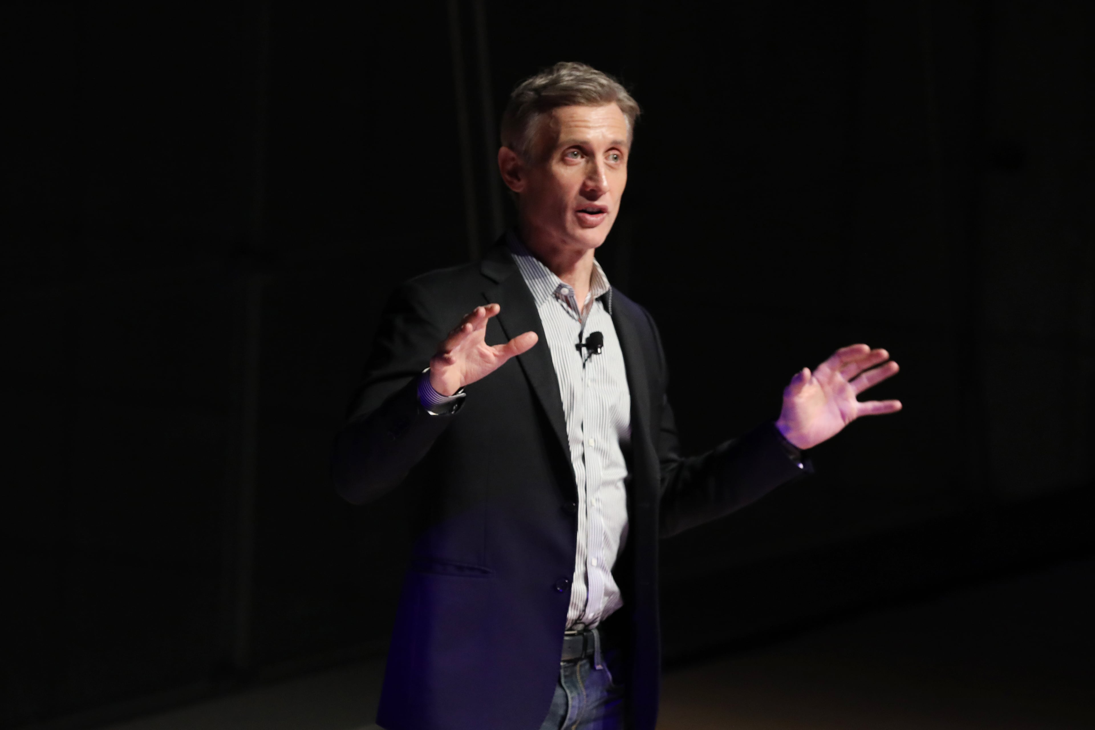 Law & Crime Network founder and CEO Dan Abrams — pictured speaking at the A+E Networks Upfront in 2019 — said of the network purchasing Court TV: "Not everyone is going to be thrilled with every change, but the bottom line is we are the best partner for Court TV. We respect the brand and we appreciate the hosts.” (Cindy Ord/Getty Images for A+E Networks)