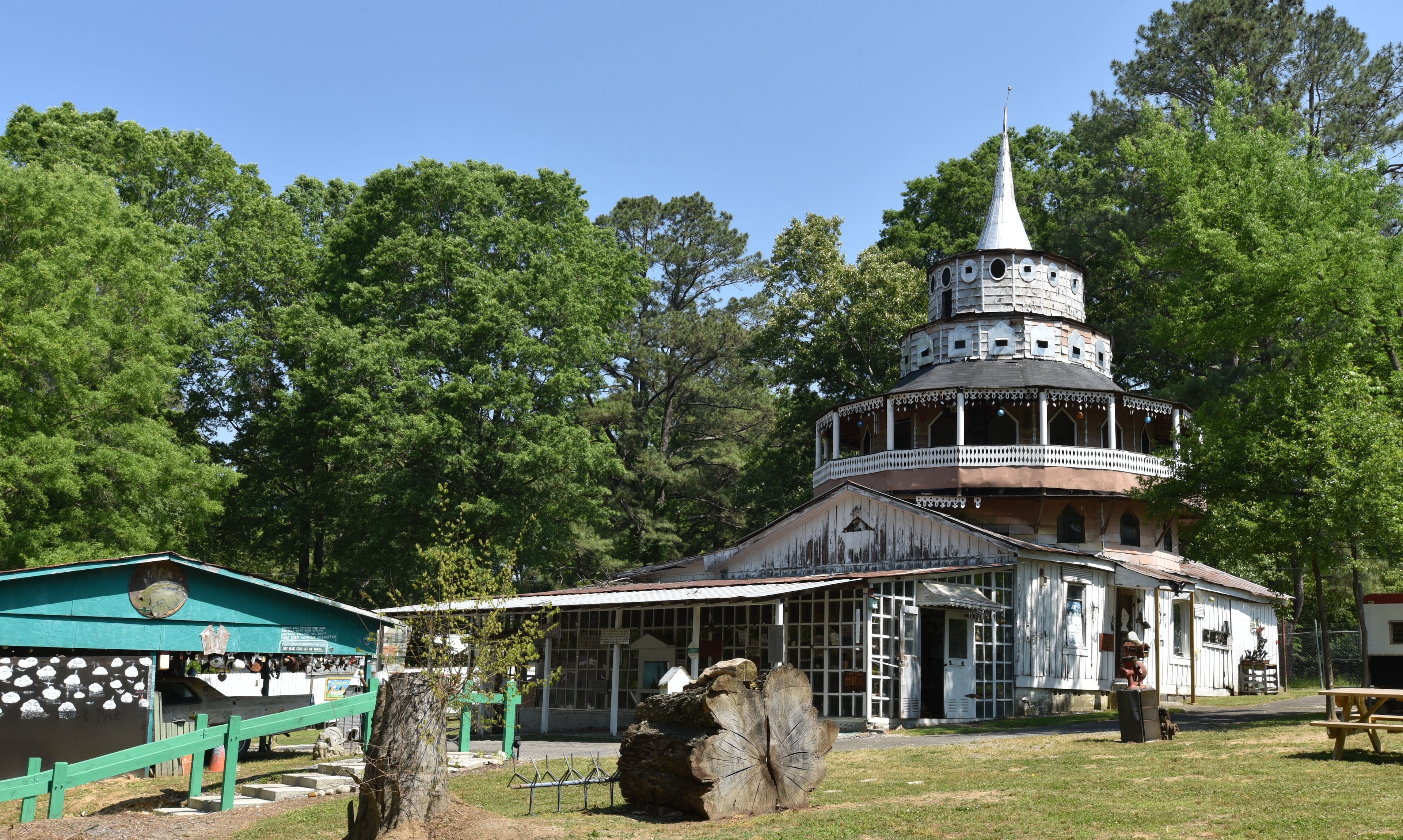 May 9, 2015 Summerville - Picture shows folk artist Howard Finster's Paradise Garden in Summerville on Saturday, May 9, 2015. Famous folk artist Howard Finster began creating Paradise Gardens in 1961. It is listed as one of Georgia's noted art attractions. Finster's outsider art -- sculpture and paintings -- draws tourists from around the world. In advance of Finster Fest, May 30-31 in the northwest Georgia town of Summerville. Georgia's most famed folk artist, Finster was known as a great American eccentric, and plenty of eccentric places survive him in this gritty corner of the state. HYOSUB SHIN / HSHIN@AJC.COM