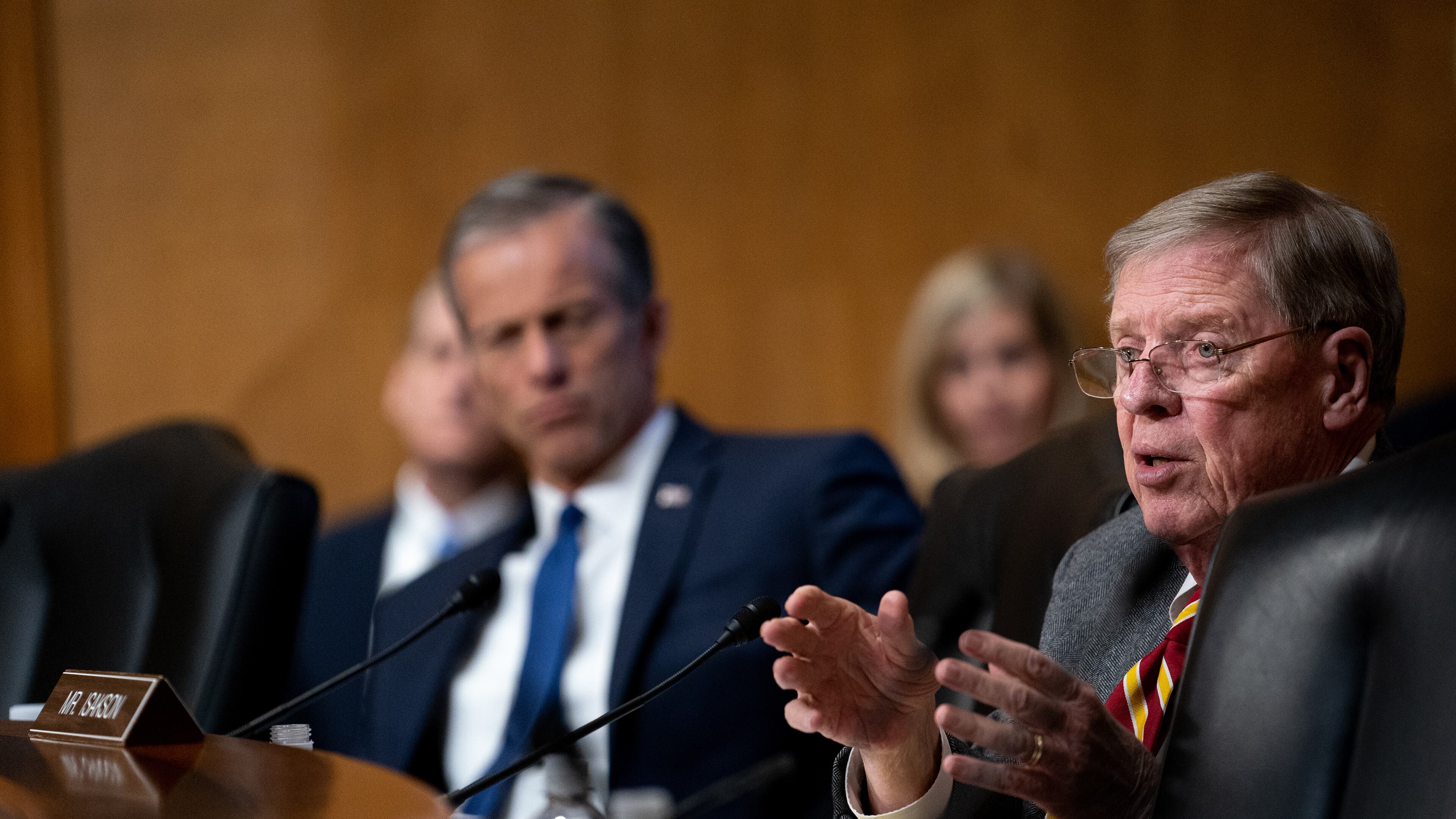 U.S. Sen. Johnny Isakson (R-Ga.) speaks during a Senate Finance Committee hearing on Capitol Hill on Feb. 26, 2019. (Erin Schaff/The New York Times)