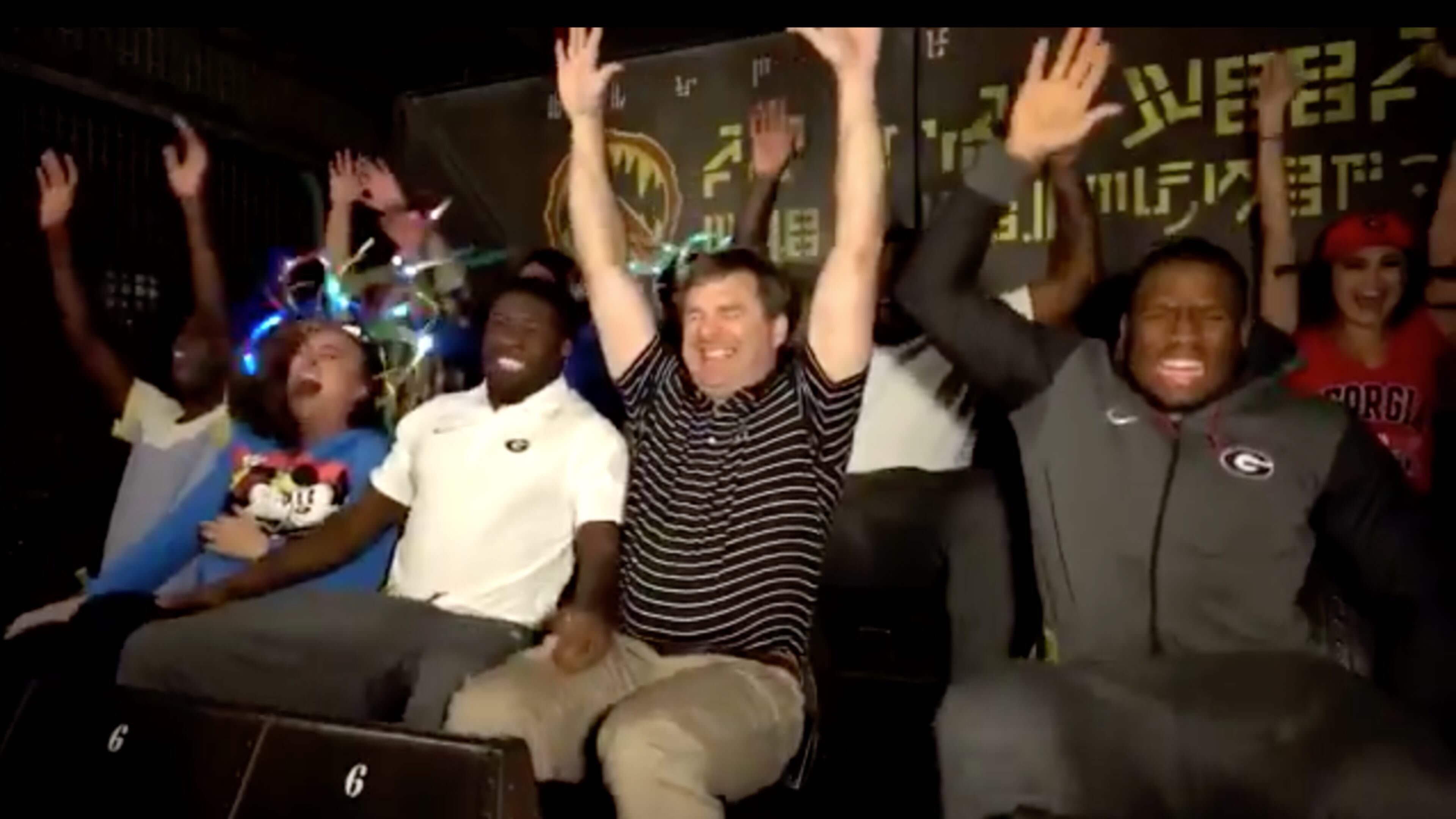 Georgia running back Nick Chubb freaked out on Disneyland's "Guardians of the Galaxy" ride on Wednesday, Dec. 27, 2017.