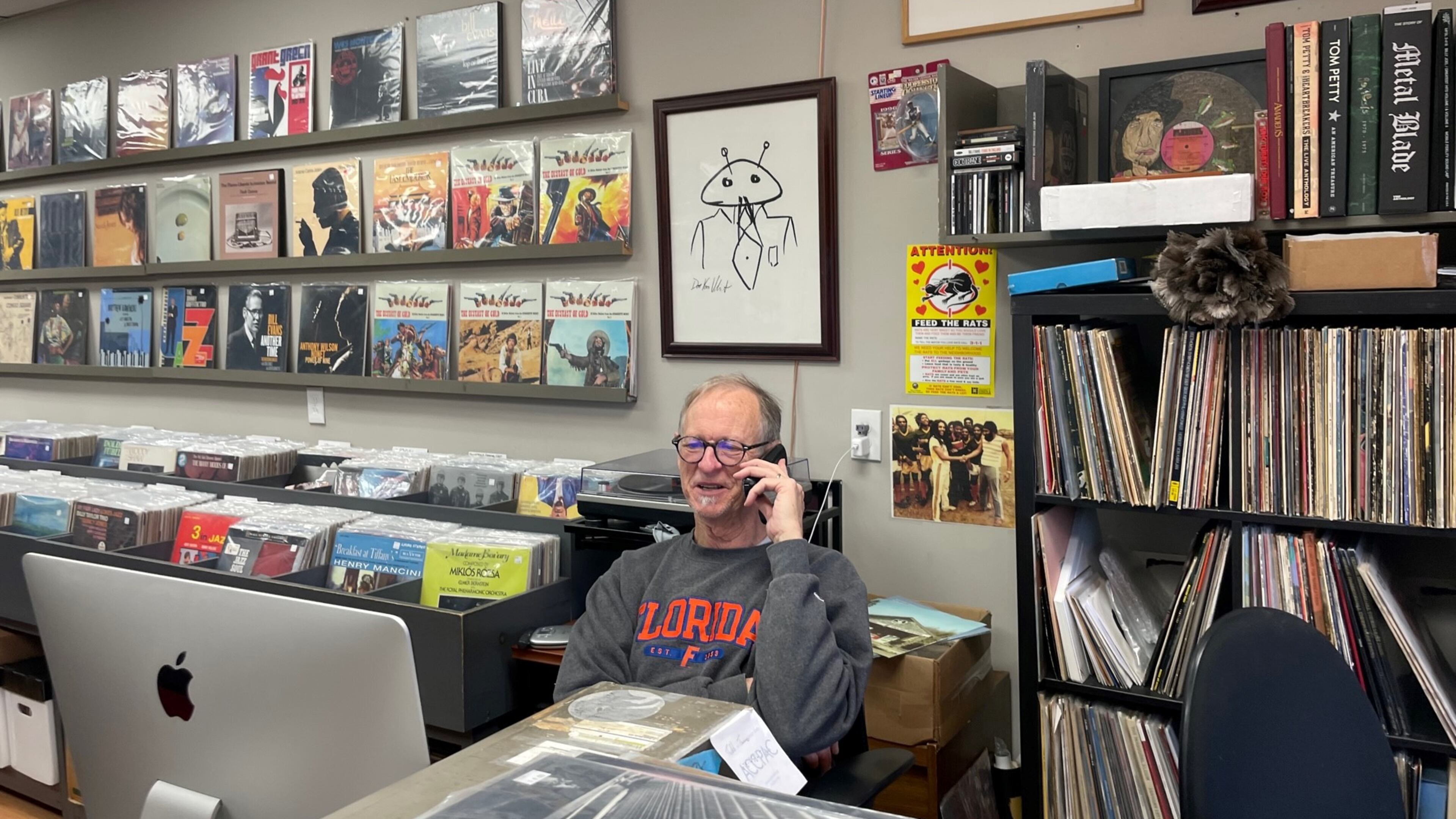Don Radcliffe, proprietor of Ella Guru Record Shop in Dekalb County, has been in the record business for more than 40 years. He makes a living off used records that have been "set free." Photo by Bill Torpy