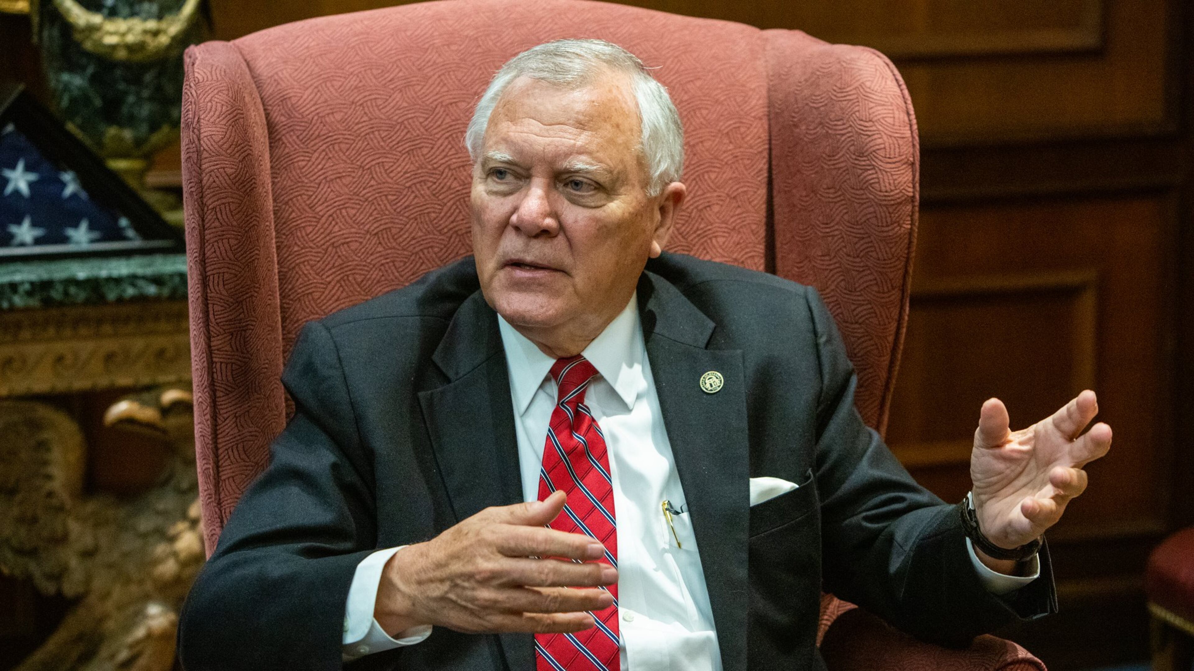 Governor Nathan Deal talks about his accomplishments with criminal justice reform during an interview in his office at the Georgia State Capitol in downtown Atlanta on Tuesday December 11th, 2018. (Photo by Phil Skinner)
