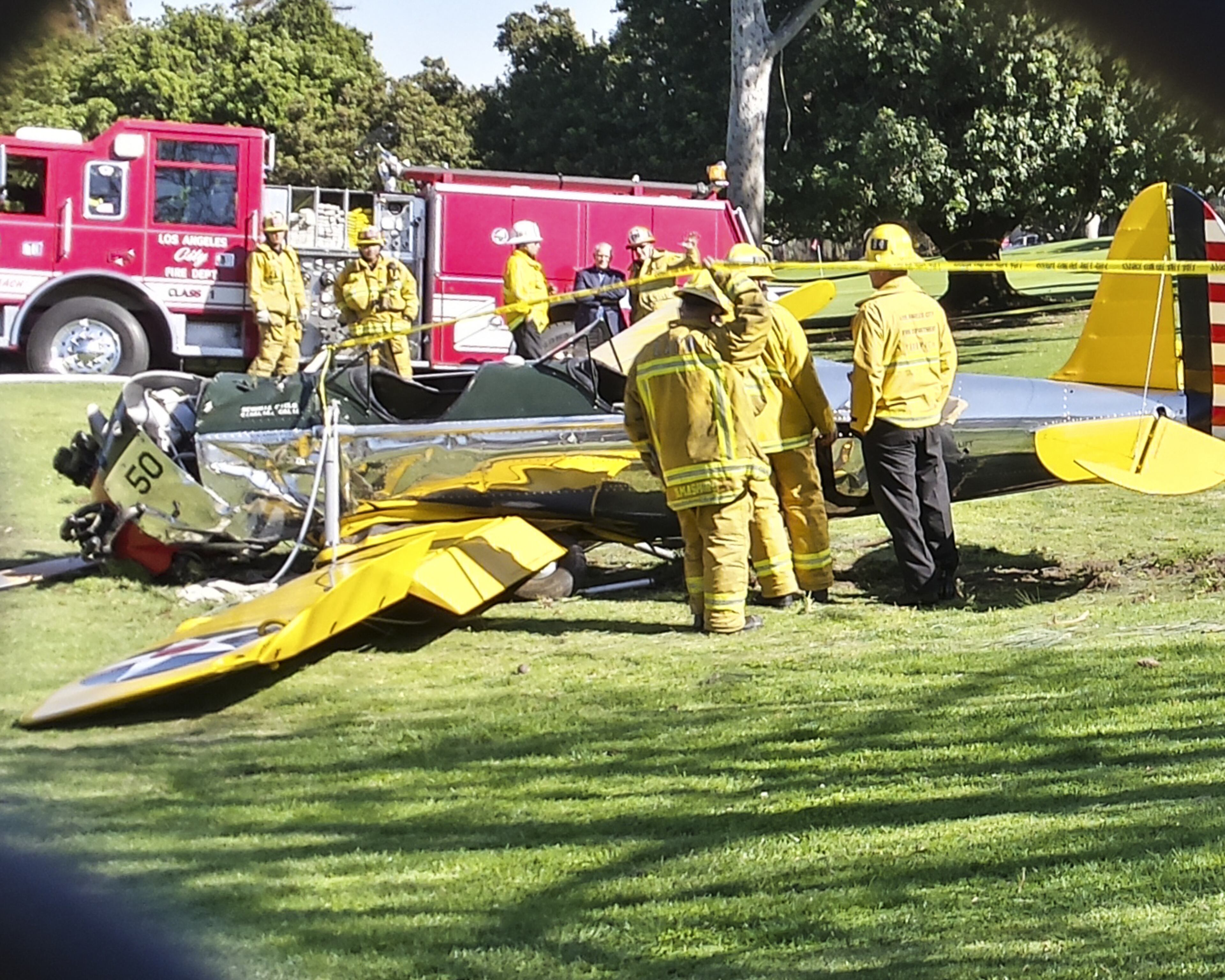 A general view at the Penmar Golf Course after a single-engine plane piloted by actor Harrison Ford crashed on March 5, 2015 in Venice, California. Ford was reportedly taken to a nearby hospital in fair to moderate condition. (Photo by Rich Polk/Getty Images)