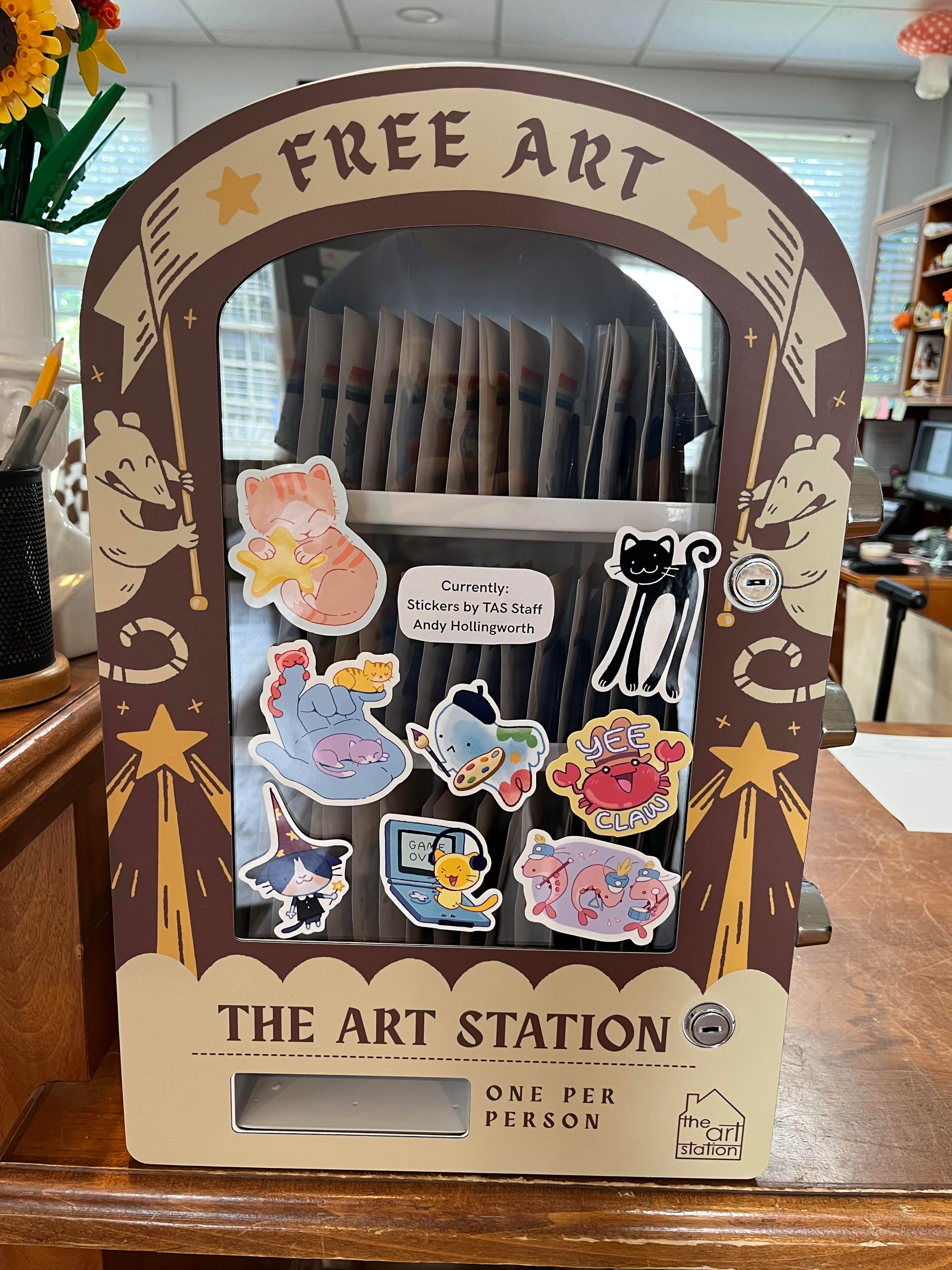 Cobb County Parks offers a free art vending machine inside the Art Station in Kennesaw. (Courtesy of Roxanne Thompson)
