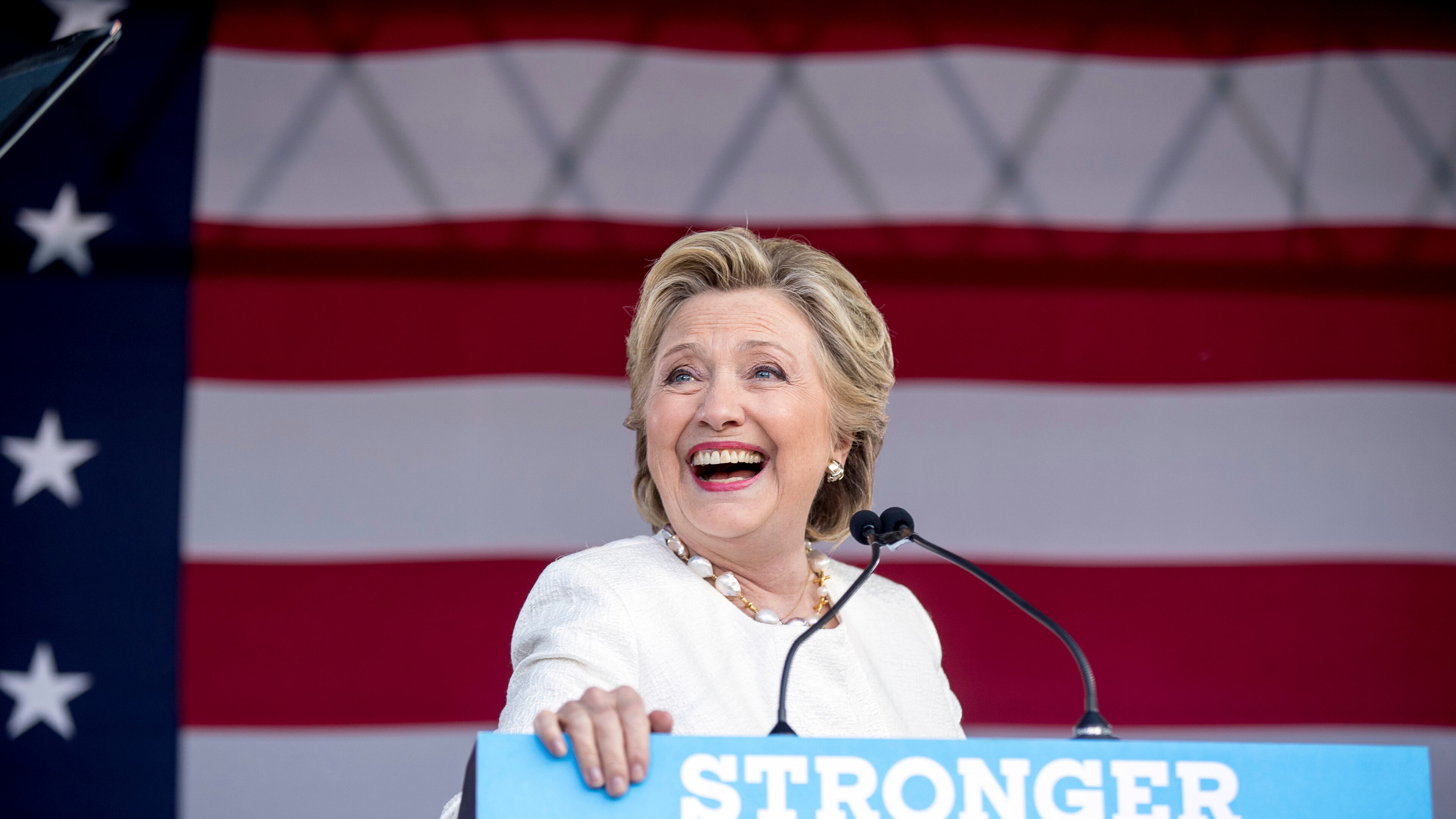 Democratic presidential candidate Hillary Clinton pauses while speaking at a rally at Pasco-Hernando State College in Dade City, Fla., Tuesday, Nov. 1, 2016. (AP Photo/Andrew Harnik)