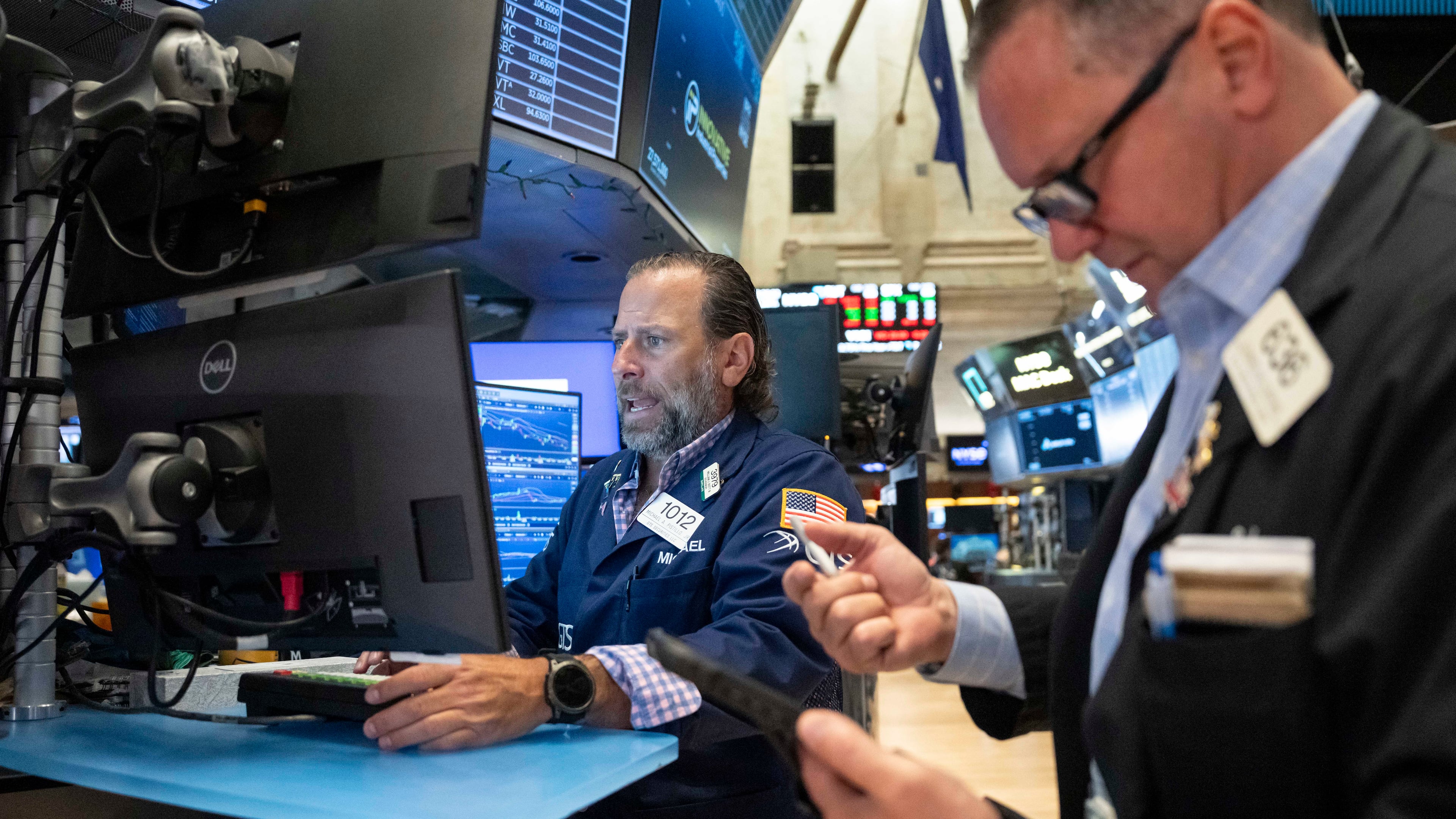 Specialist Michael Pistillo works on the floor of the New York Stock Exchange, Thursday, Aug. 27, 2026, in New York. (AP Photo/Yuki Iwamura)