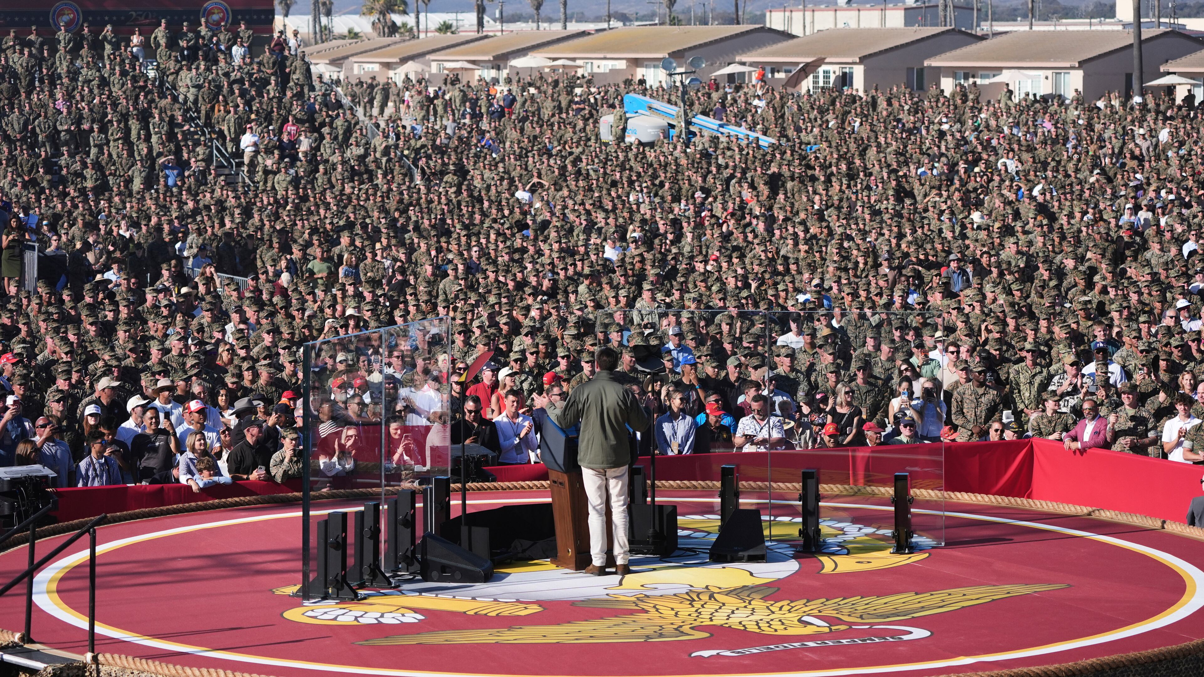 FILE - Vice President JD Vance speaks during an event to mark the upcoming Marine Corps' 250th anniversary, Oct. 18, 2025, on Marine Corps Base Camp Pendleton in Camp Pendleton, Calif. (AP Photo/Gregory Bull, File)