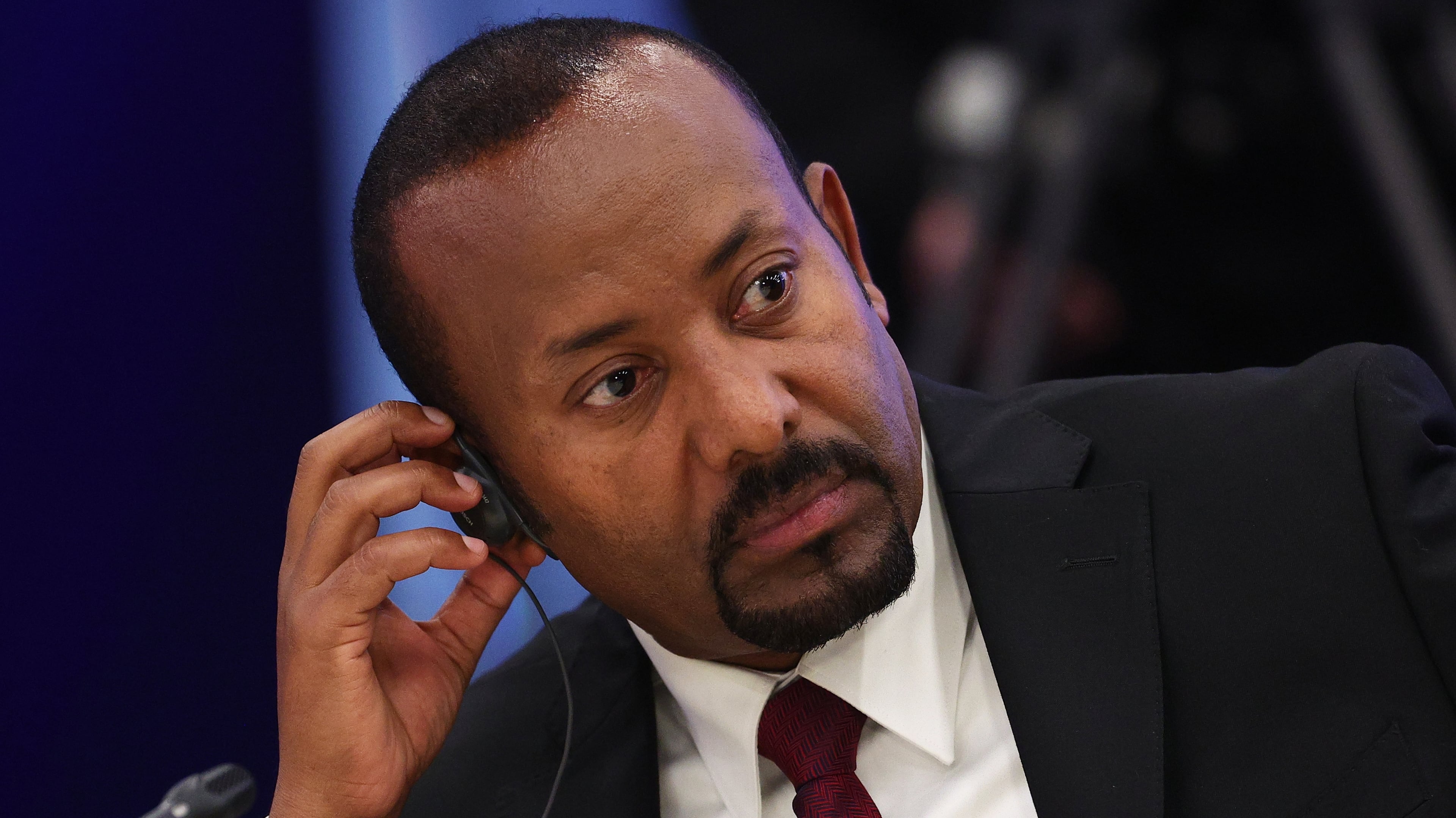 FILE - Ethiopian Prime Minister Abiy Ahmed Ali attends a session at the World Atomic Week forum at the Exhibition of Achievements of National Economy (VDNKh) in Moscow, Russia, Thursday, Sept. 25, 2025. (Sergei Bulkin, Sputnik, Kremlin Pool Photo via AP, File)