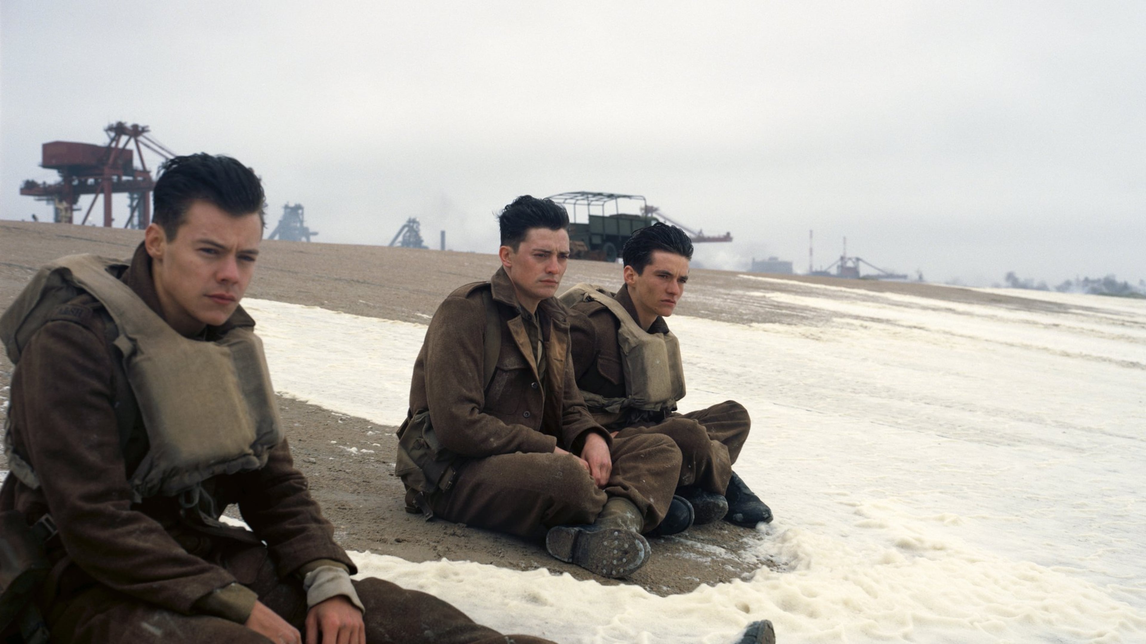 Harry Styles, from left, Aneurin Barnard and Fionn Whitehead star in “Dunkirk.” Contributed by Warner Bros Pictures