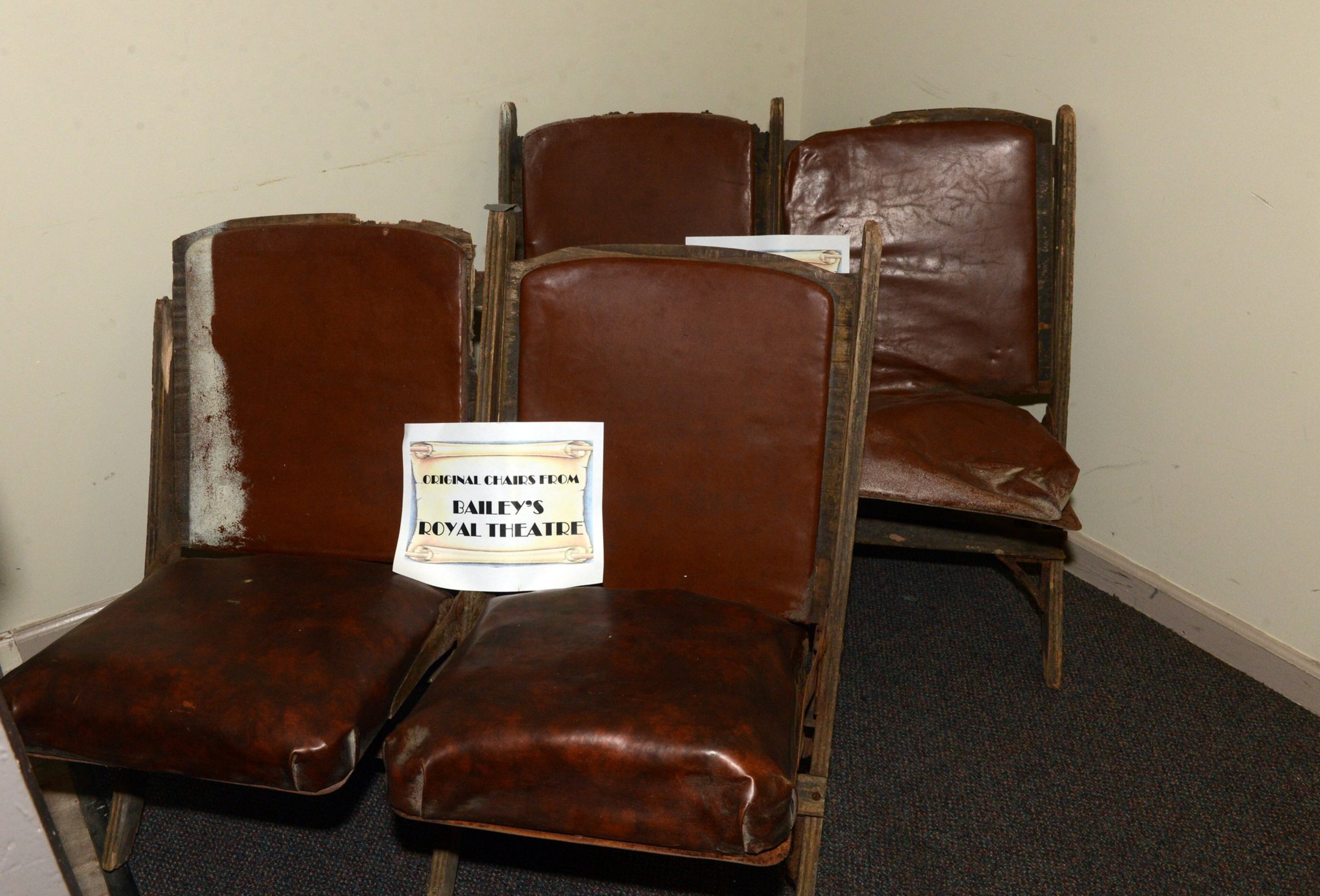 Chairs from the Bailey's Royal Theater inside the Odd Fellows Building