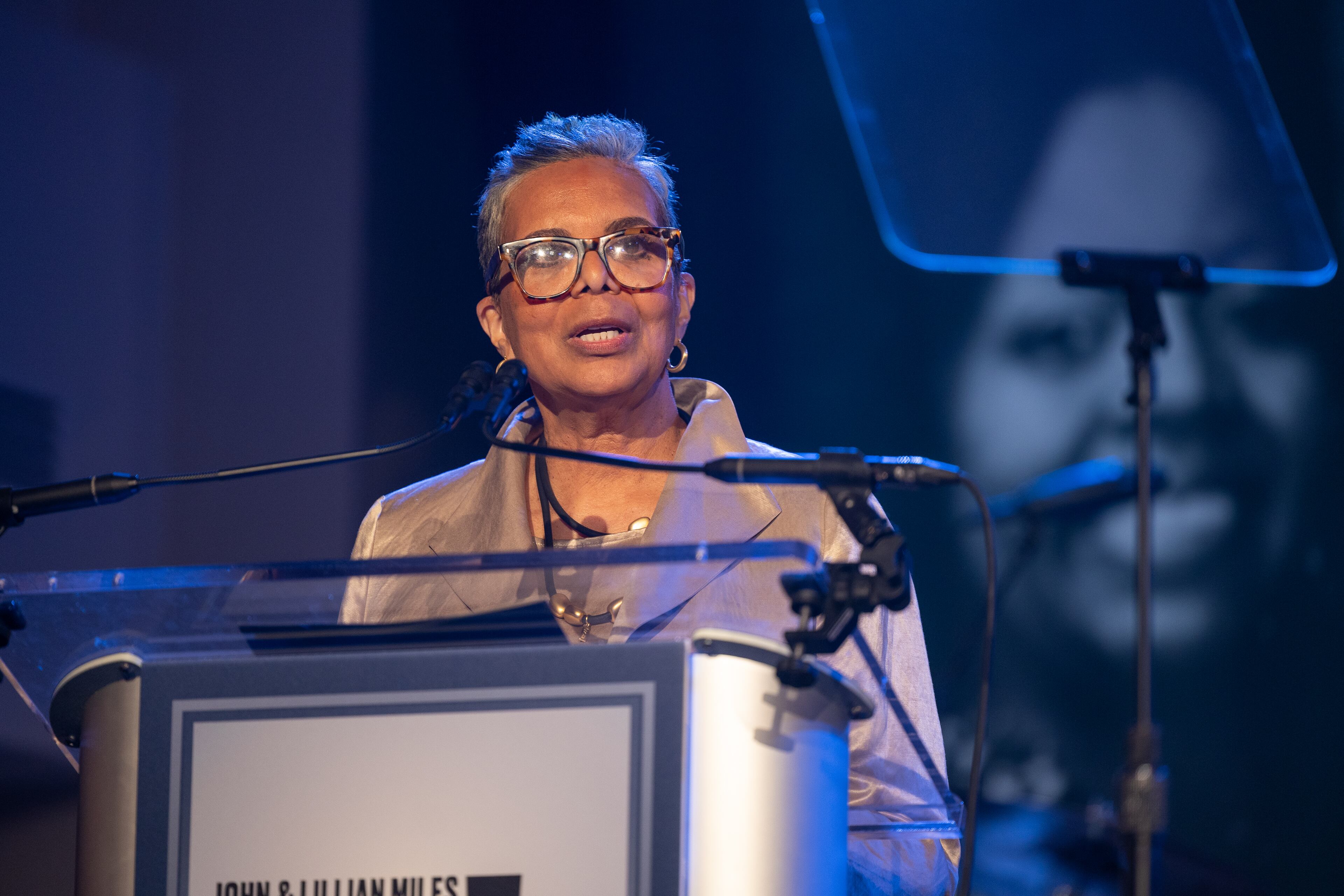Linda Chastang speaks at the John and Lillian Lewis Foundation’s inaugural gala on May 17th, 2022 in Washington, DC. (Nathan Posner for the Atlanta Journal-Constitution)