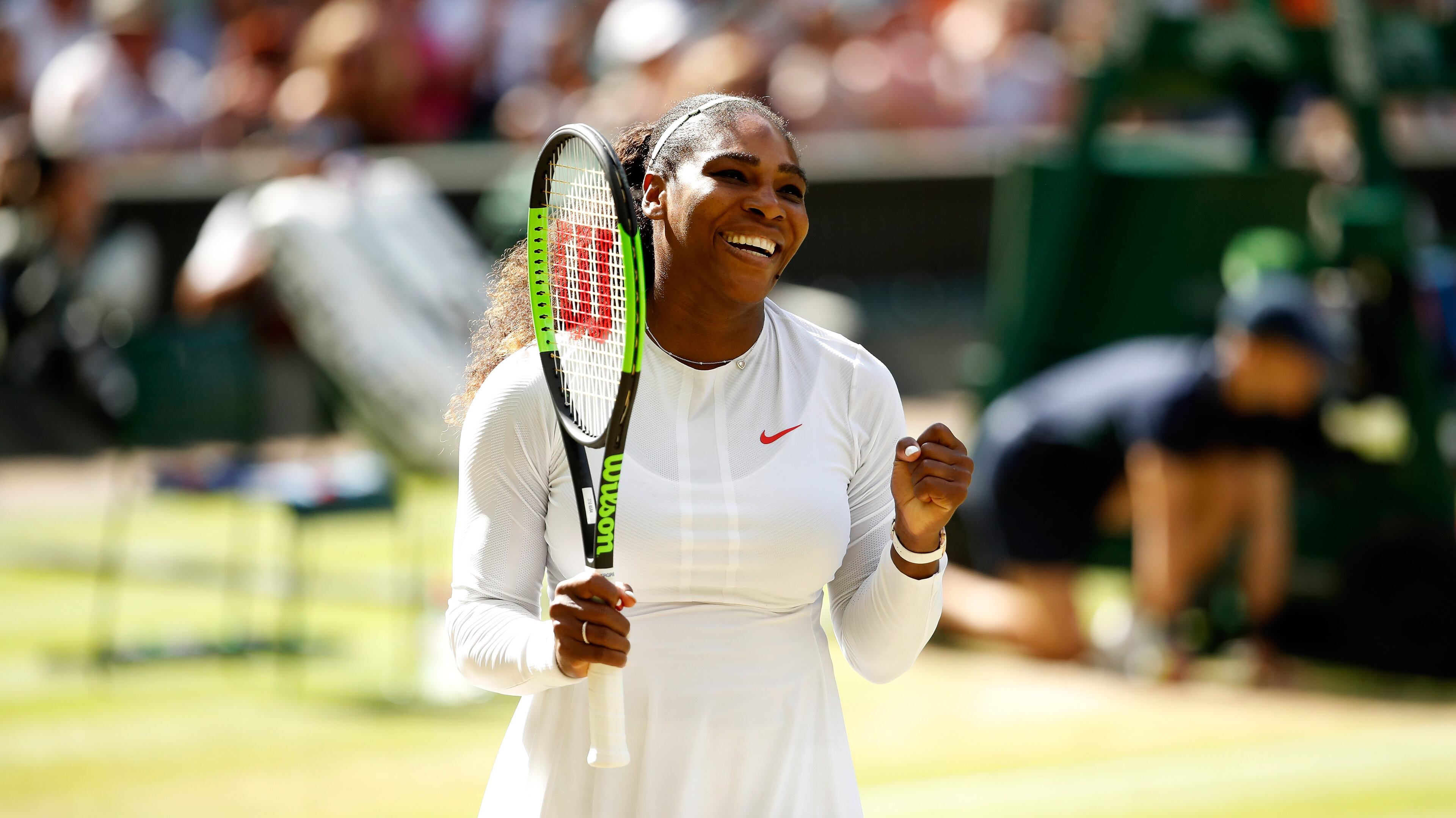 Serena Williams celebrates after her quarterfinal win Tuesday. (Photo by Julian Finney/Getty Images)