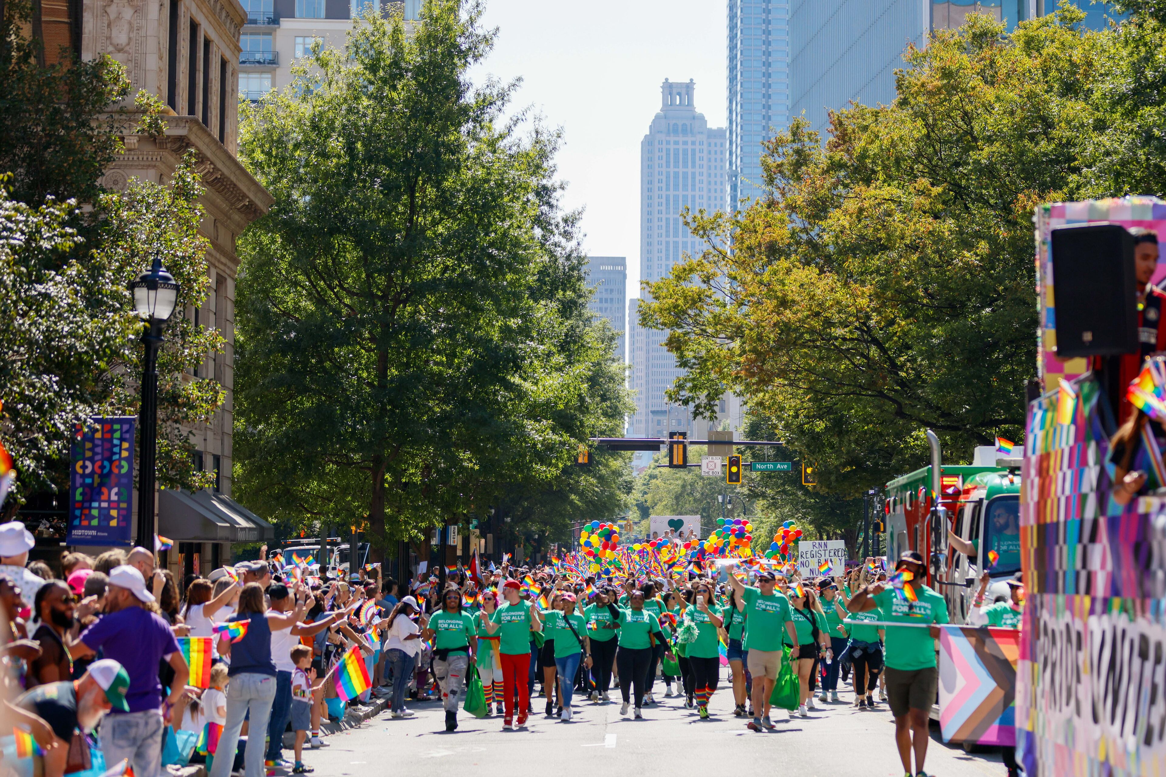 The annual Pride Parade begins on Peachtree Street and ends in Piedmont Park on Sunday, Oct. 13, 2024.
(Miguel Martinez / AJC)