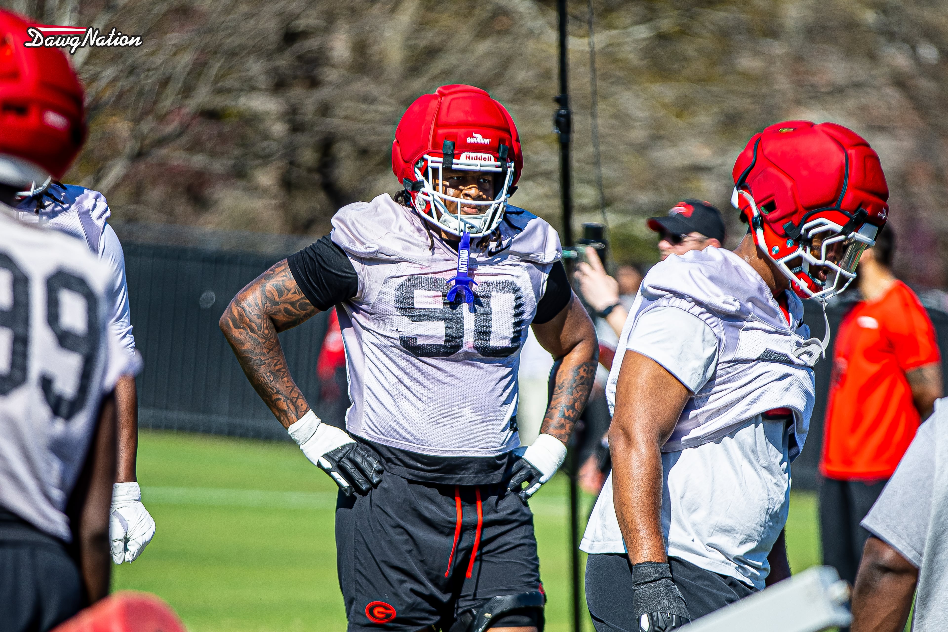 Elijah Griffin takes part in the second day of spring practice in Athens, Georgia, on Thursday, March 19, 2026. (DawgNation staff photo)
