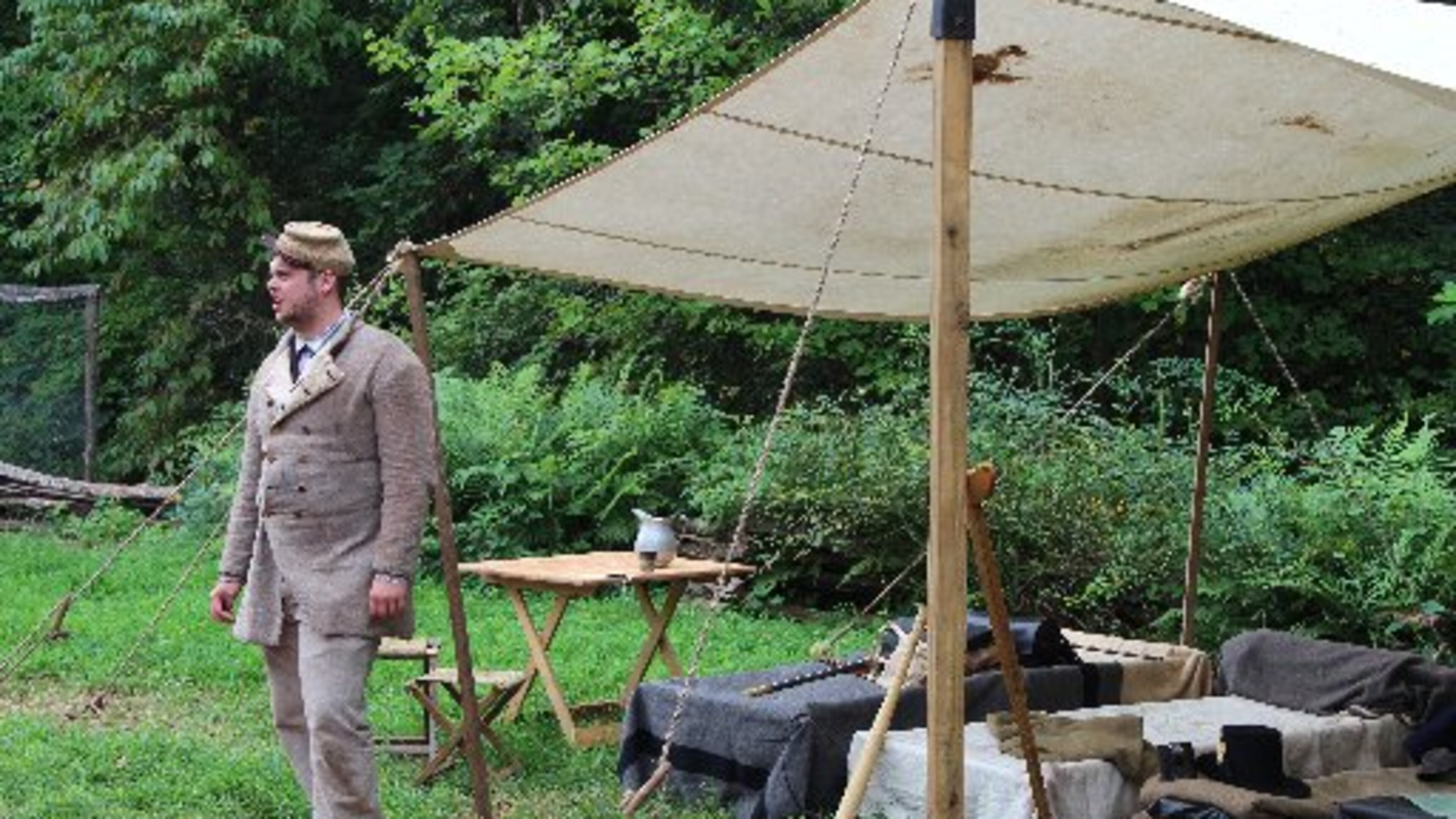 A solider encampment (featuring actor Kevin Edmiston) is re-created at Smith Family Farm during Citizens and Soldiers, an annual Atlanta History Center program teaching about the Civil War. The family program will be held March 14. CONTRIBUTED BY ATLANTA HISTORY CENTER