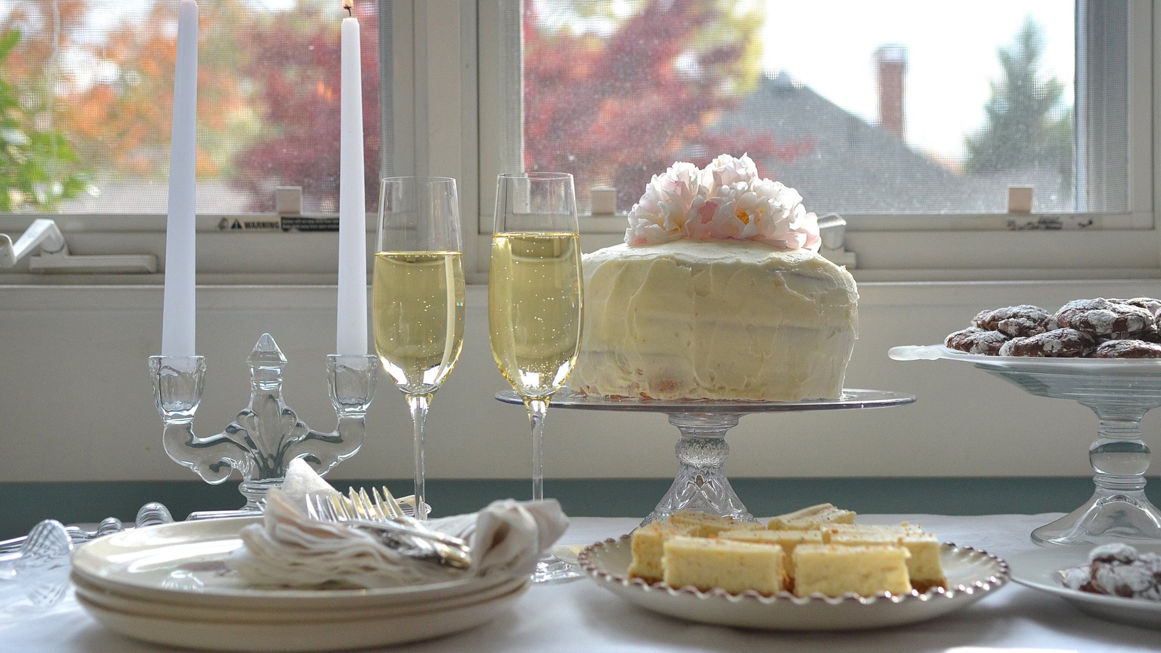 Champagne Cake, Eggnog Bars and Snowy-Topped Brownie Drops are perfect holiday confections — delicious, pretty to look at and not hard to bake. (Photo by Chris Hunt/Special; styling by Wendell Brock)