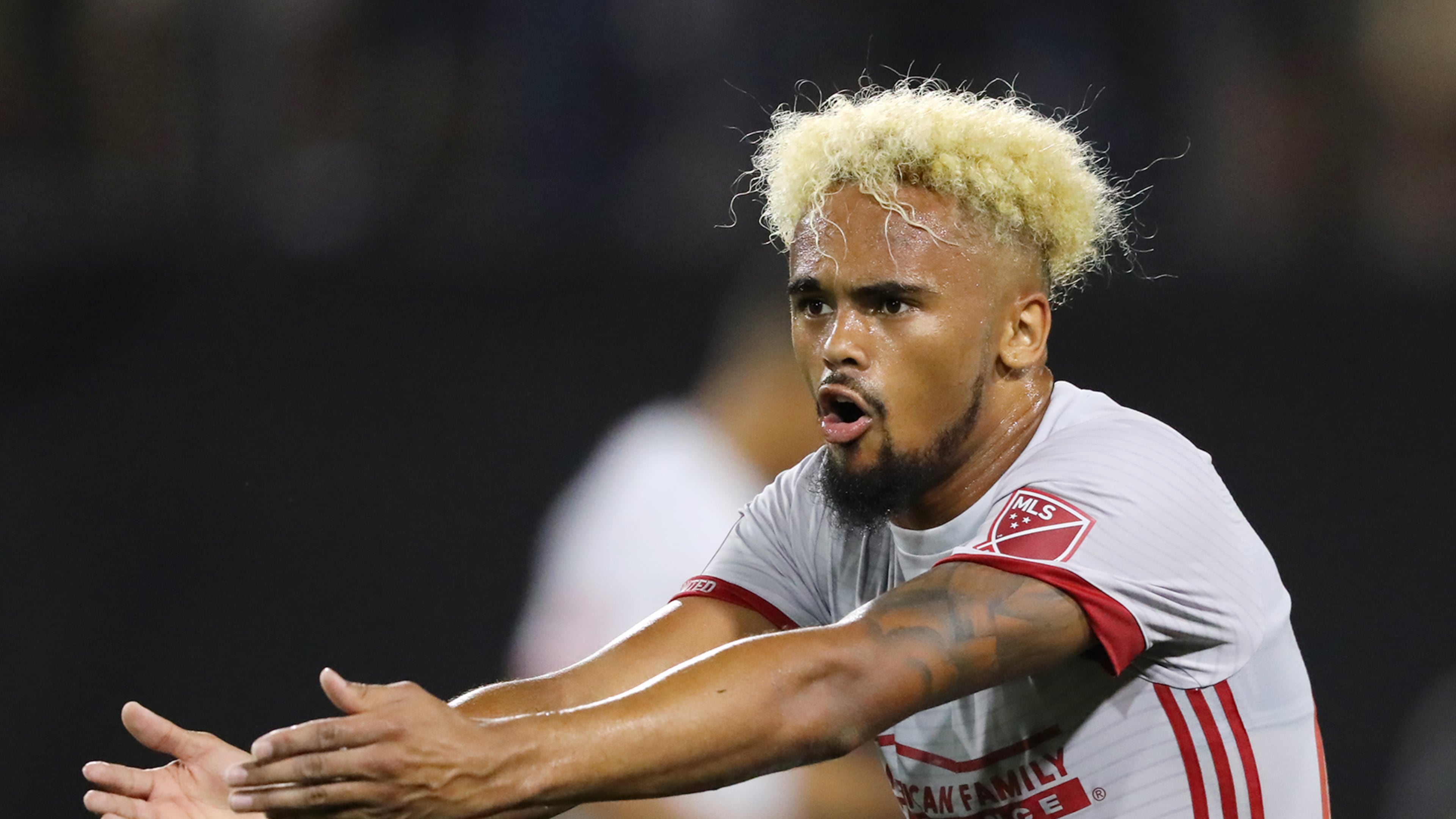 June 14, 2017, Kennesaw: Atlanta United Anton Walkes reacts to a call by officials while playing Charleston Battery in the Lamar Hunt U.S. Open Cup fourth round at 5th Third Bank Stadium on Wednesday, June 14, 2017, in Kennesaw. Curtis Compton/ccompton@ajc.com
