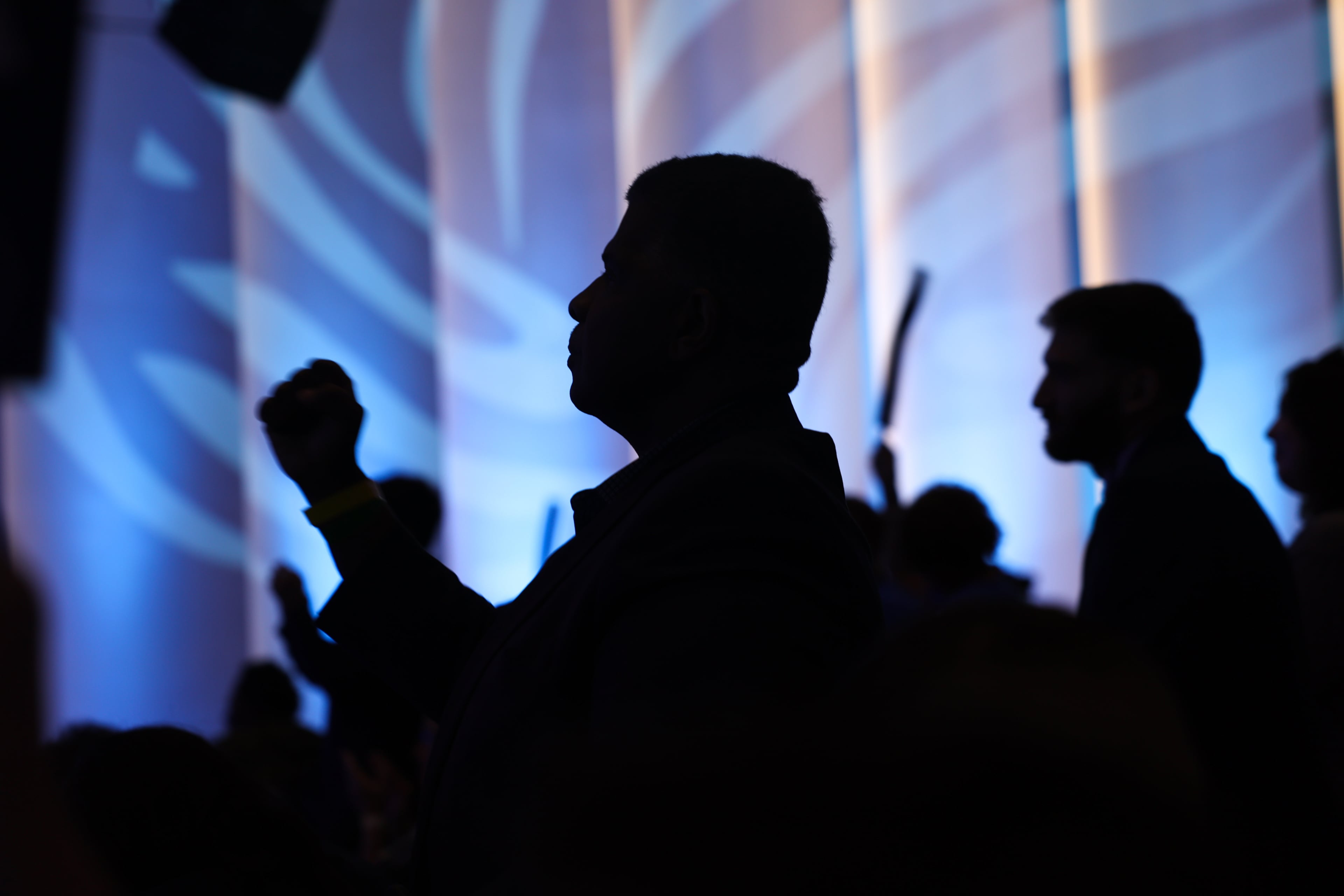 Convention attendees cheer at the Savannah Convention Center in Savannah on Saturday, Aug. 1, 2026. (Arvin Temkar/AJC)