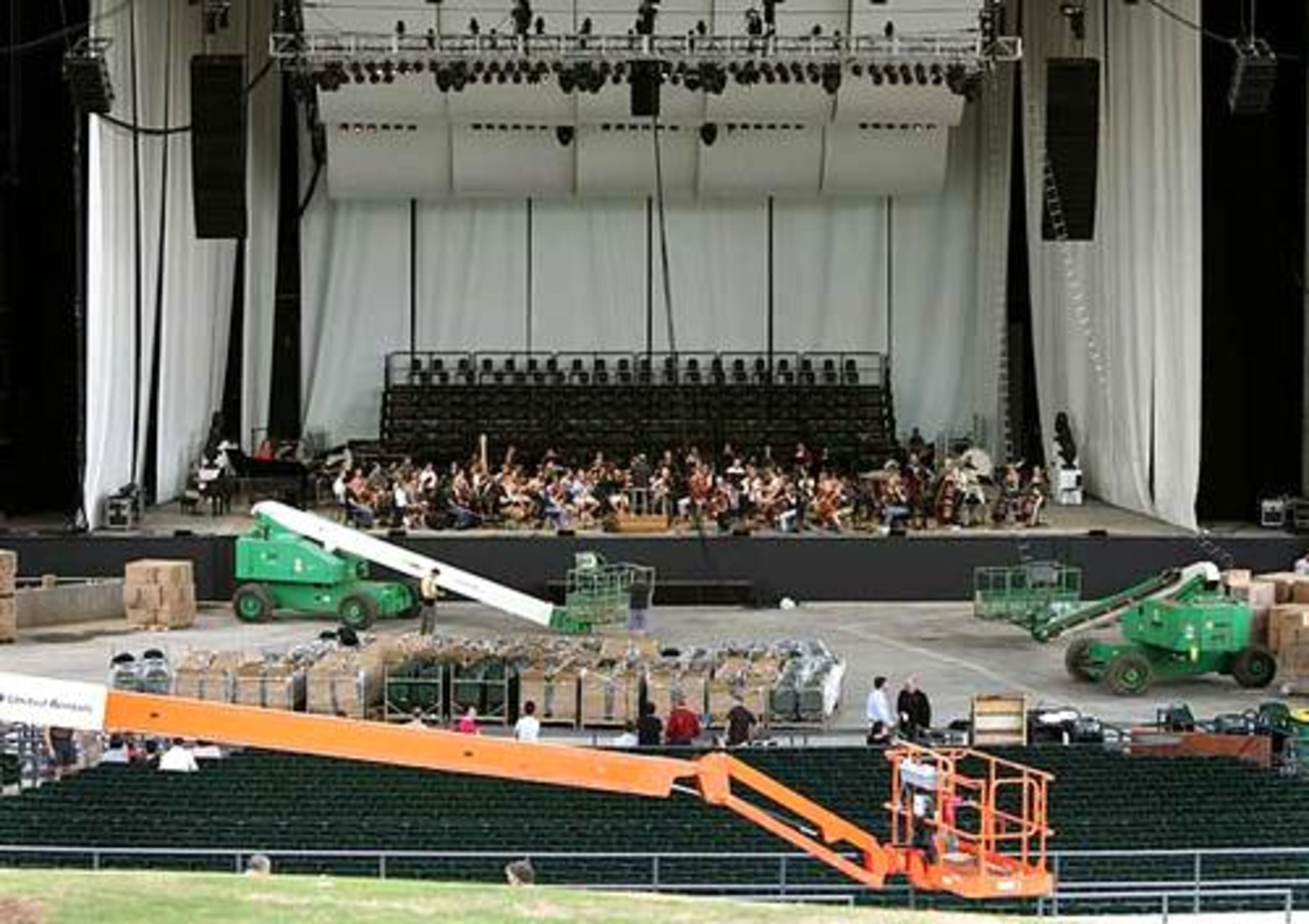 Most of the essential pieces are expected to be in place by the time the Atlanta Symphony Orchestra peforms for Saturday's official grand opening of the Verizon Wireless Amphitheatre at Encore Park.