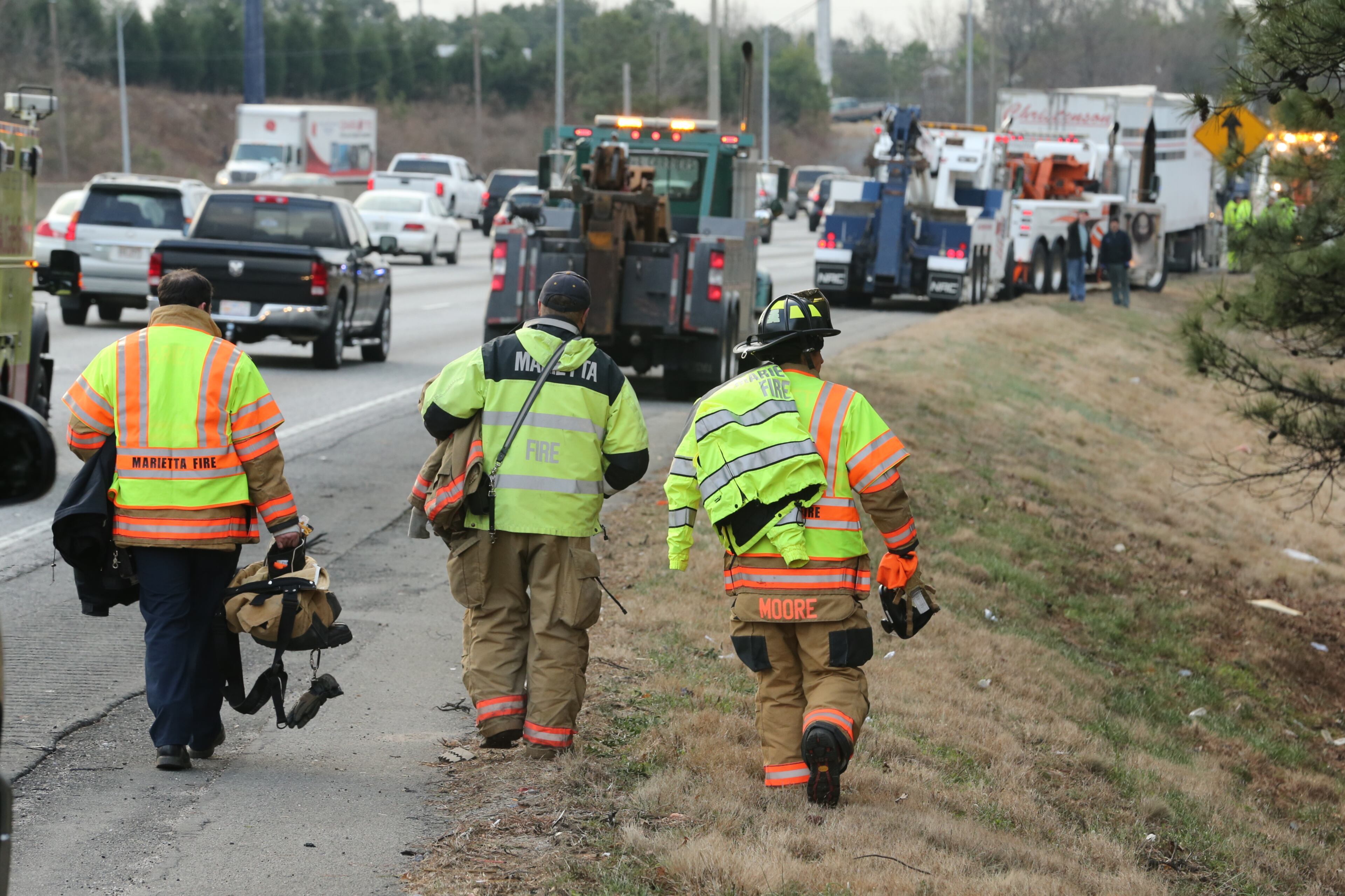 Rush hour traffic backed up more than eight miles Thursday morning behind a truck wreck on I-75 in Cobb County. All lanes had reopened by 10:30 a.m., but the truck was still overturned, emergency vehicles remained on the scene and southbound traffic was still backed up about three miles.