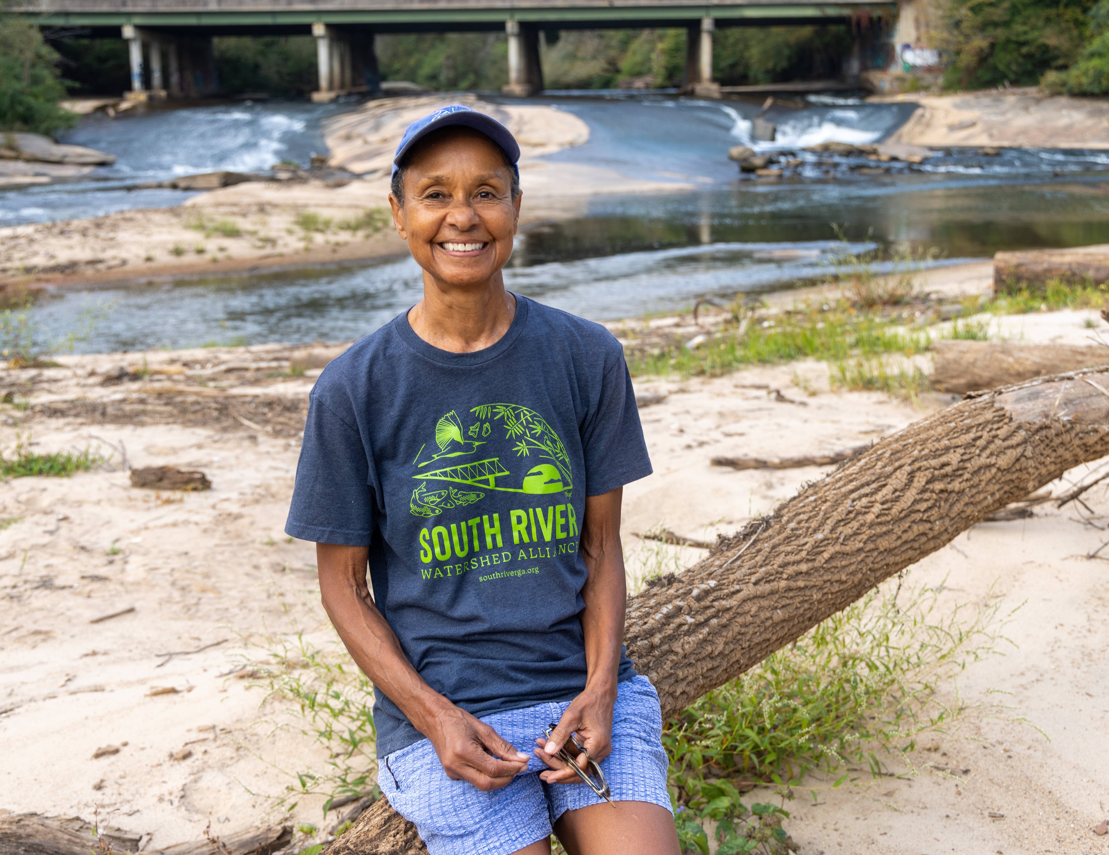 Jacqueline Echols, president of the South River Watershed Alliance, rests at the Panola Shoals Trailhead in Stonecrest. PHIL SKINNER FOR THE ATLANTA JOURNAL-CONSTITUTION