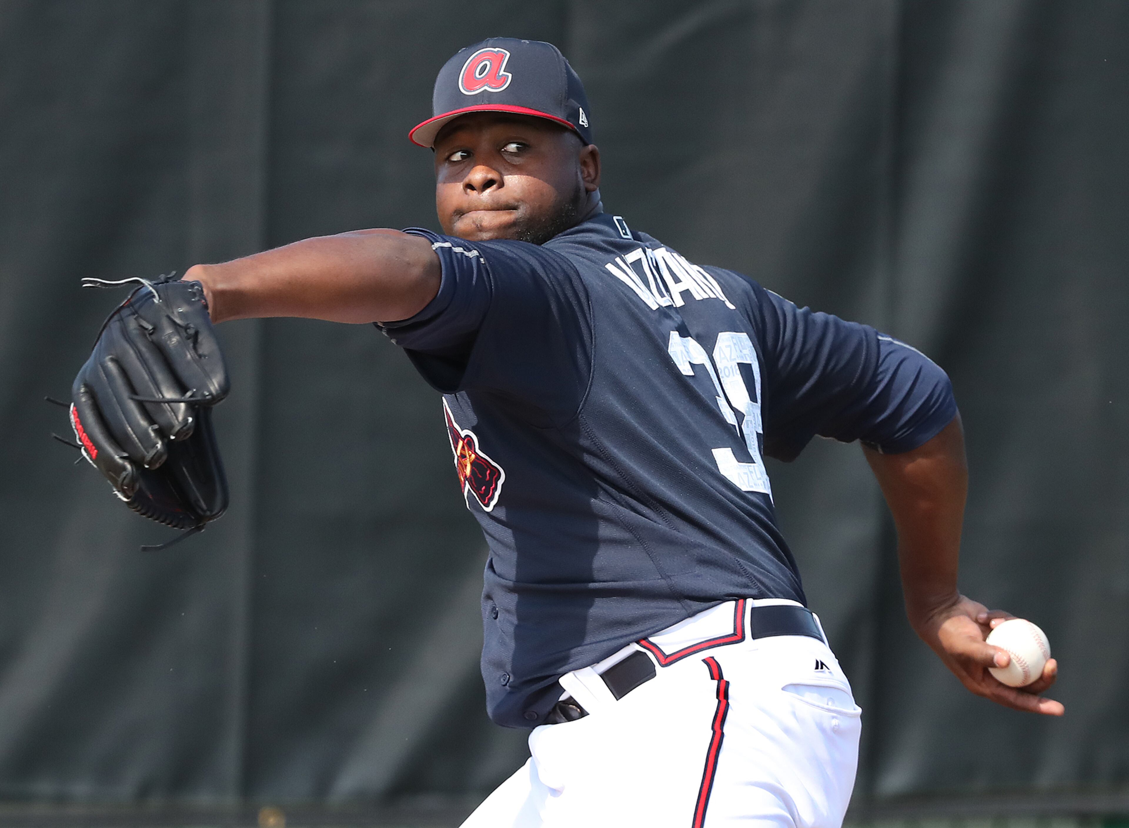 Feb 16, 2018 Lake Buena Vista: Braves pitcher Arodys Vizcaino delivers a pitch working with catchers on Friday, Feb 16, 2018, at the ESPN Wide World of Sports Complex in Lake Buena Vista. Curtis Compton/ccompton@ajc.com