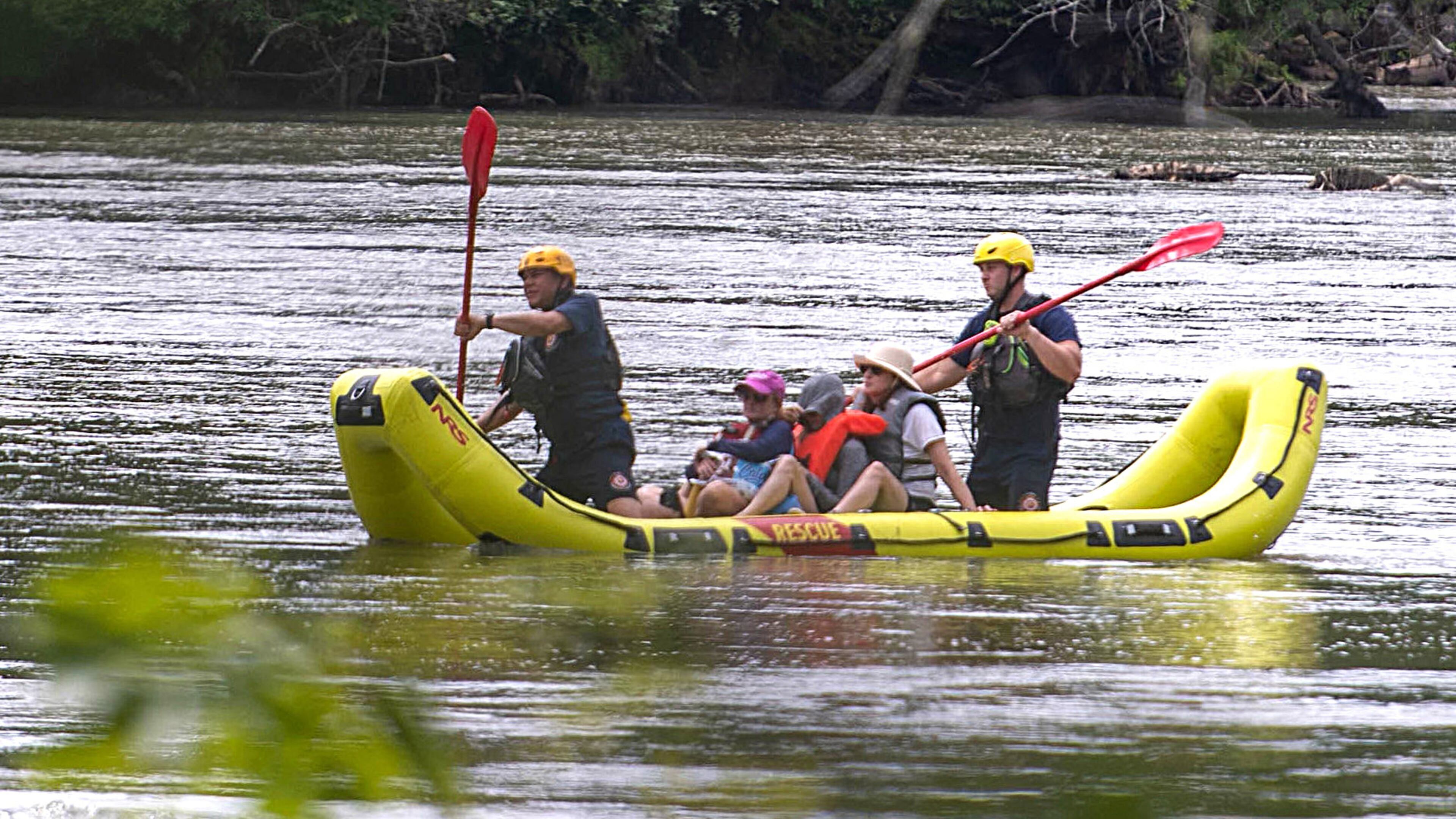 Firefighters from Cobb County save the women from Powers Island.