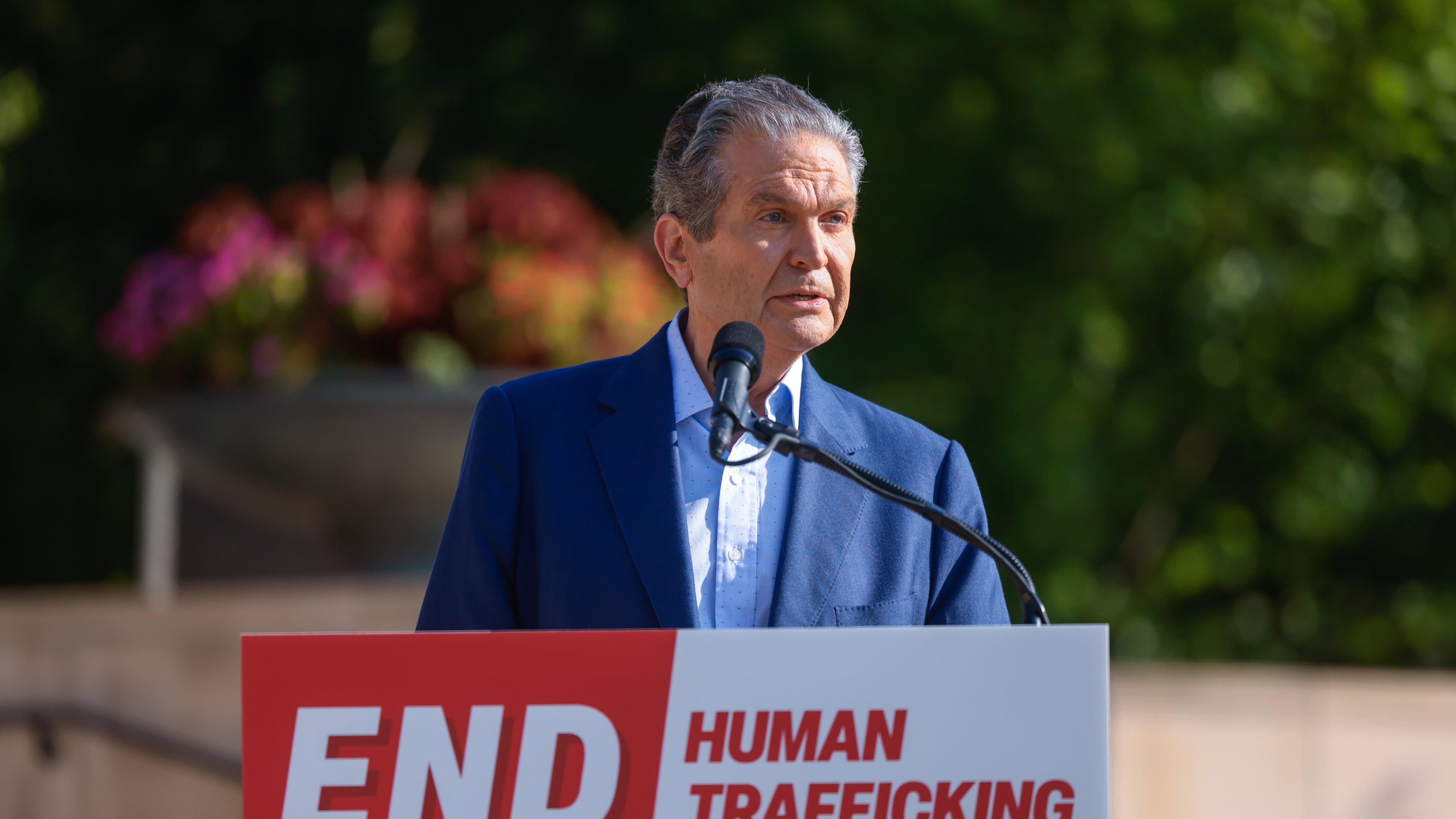 GOP nominee for governor Rick Jackson released his plan to fight human trafficking at a news conference in Atlanta on Wednesday. (Arvin Temkar/AJC)